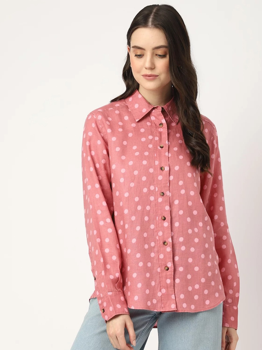 

Marks & Spencer Polka Dots Printed Casual Shirt, Red