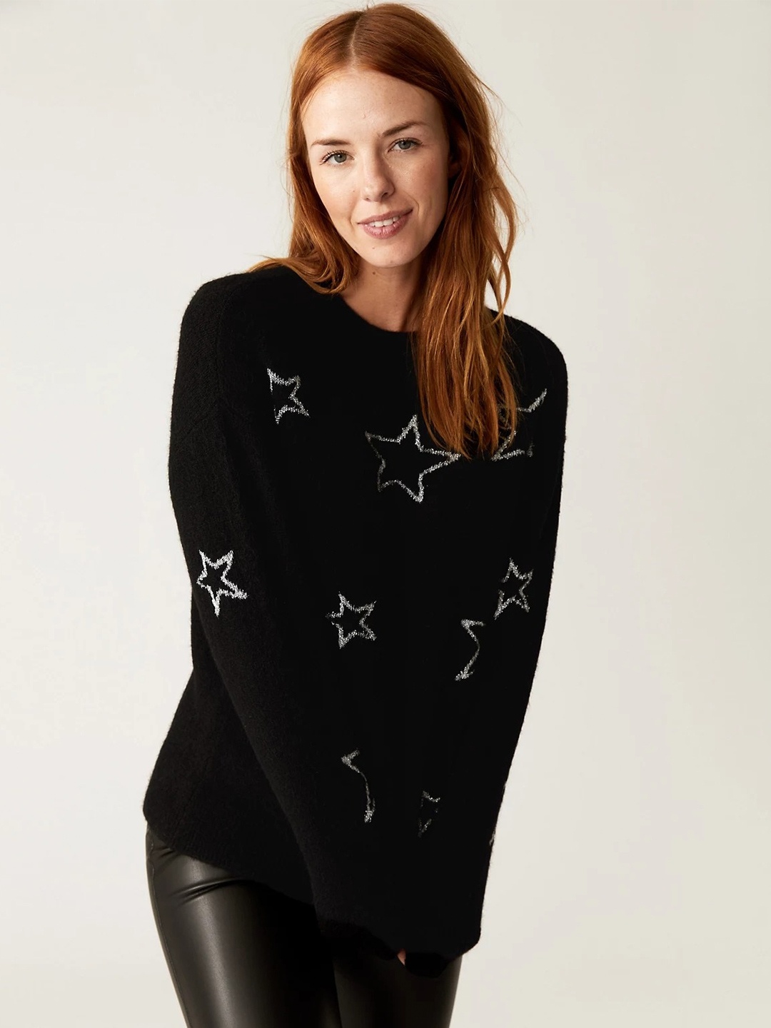 

Marks & Spencer Women Conversational Printed Pullover, Black