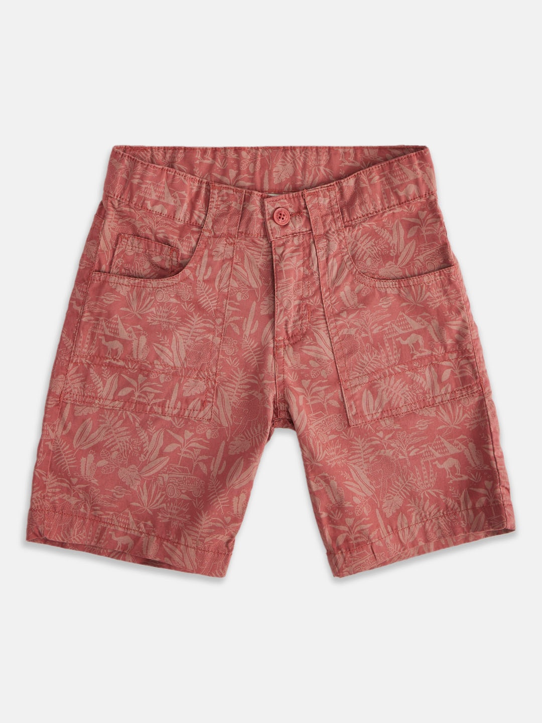

Pantaloons Junior Boys Floral Printed Cotton Shorts, Rust