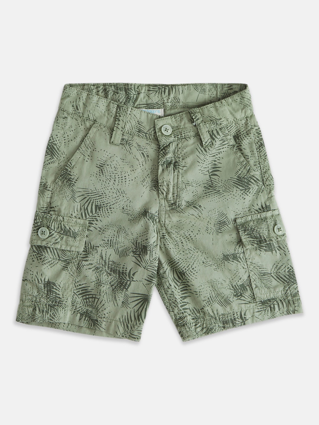 

Pantaloons Junior Boys Printed Mid-Rise Cotton Cargo Shorts, Olive