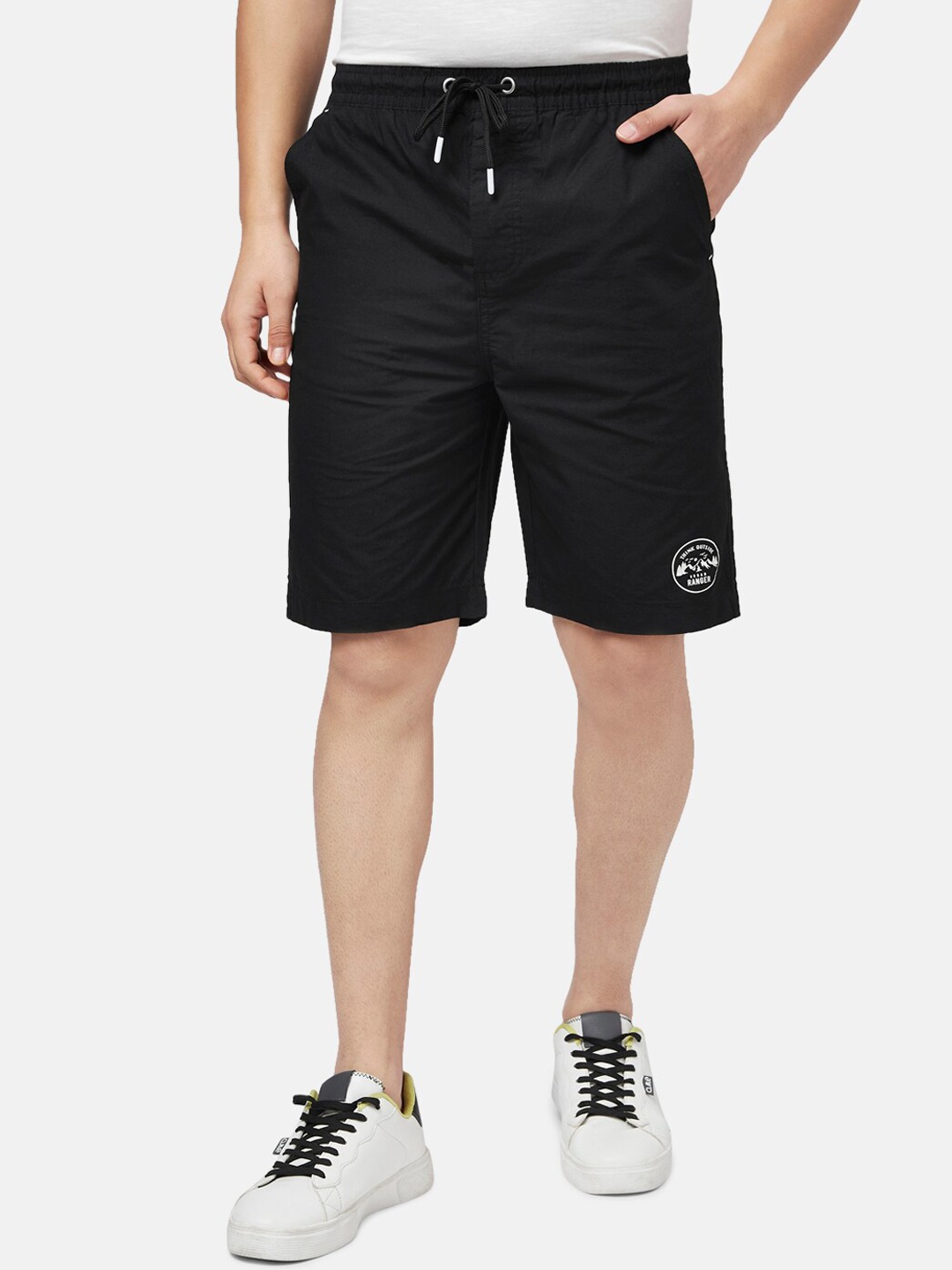

Urban Ranger by pantaloons Men Slim Fit Cotton Casual Shorts, Black