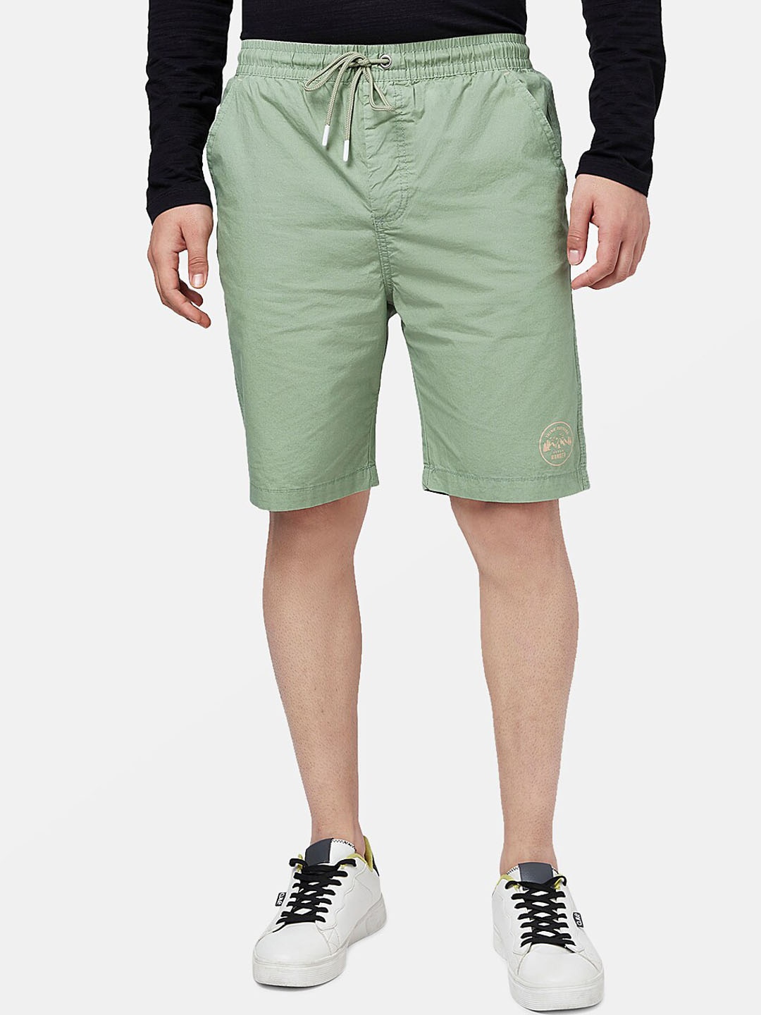 

Urban Ranger by pantaloons Men Slim Fit Cotton Shorts, Sea green