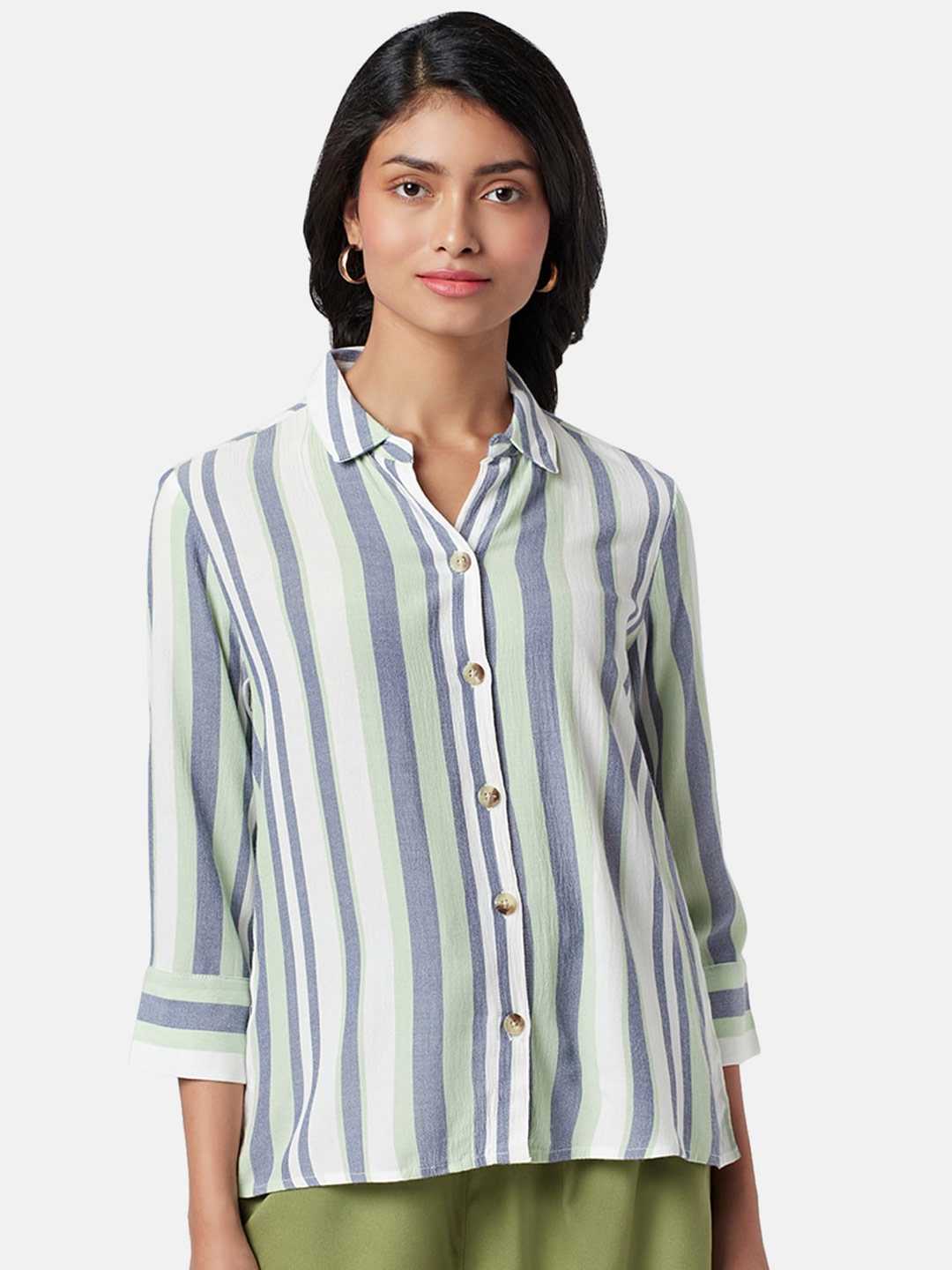 

Honey by Pantaloons Striped Casual Shirt, Green