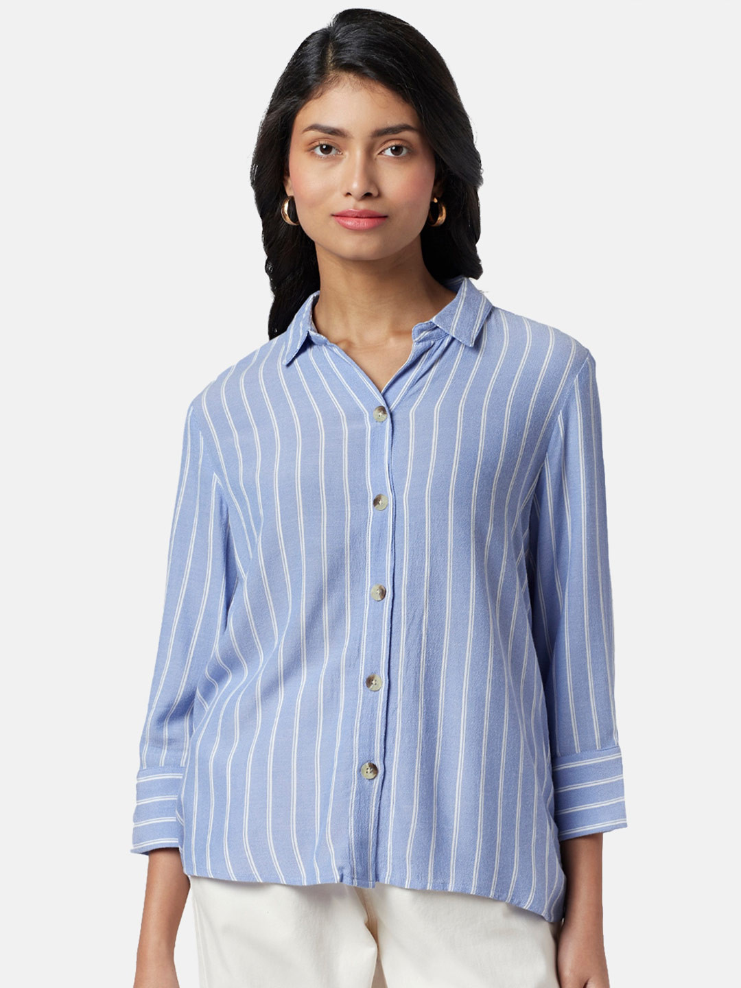 

Honey by Pantaloons Striped Shirt Style Top, Blue