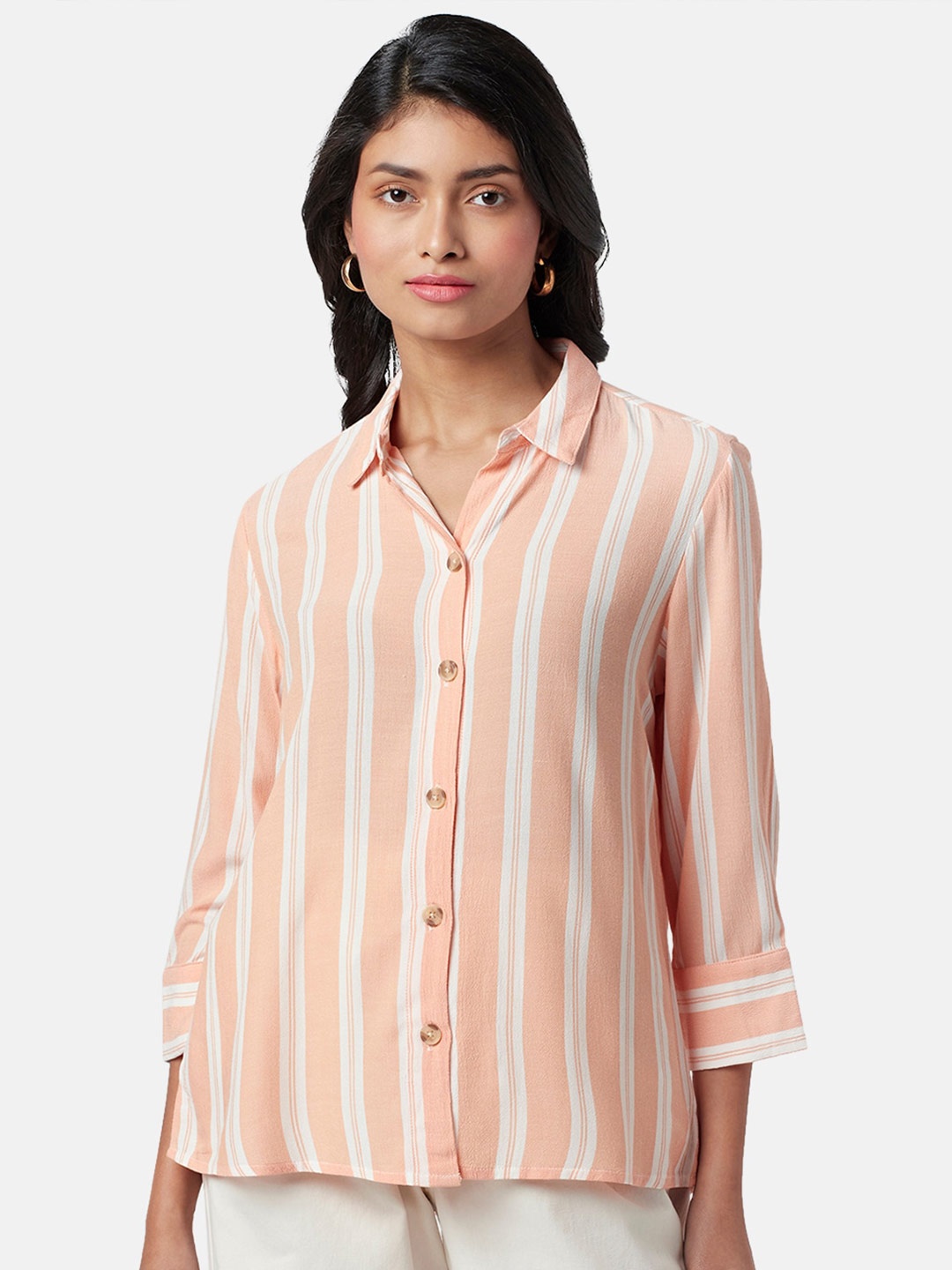 

Honey by Pantaloons Striped Casual Shirt, Peach