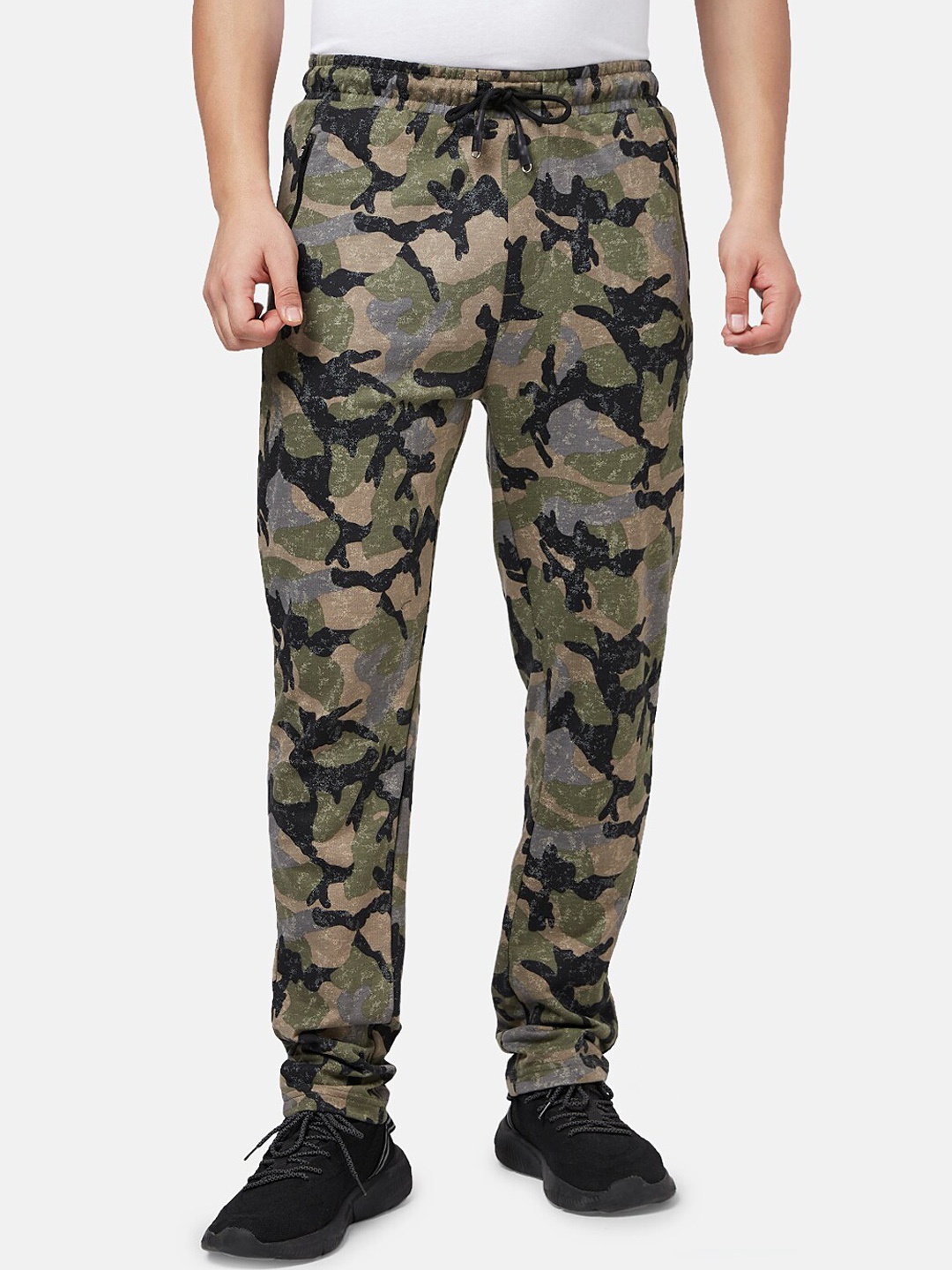 

Ajile by Pantaloons Men Camouflage Printed Slim-Fit Track Pants, Olive