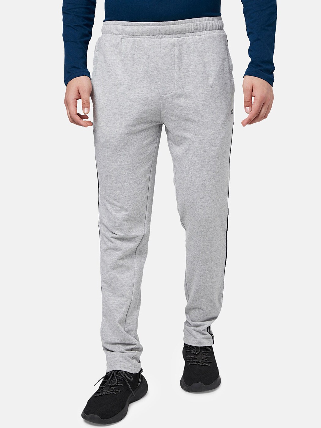 

Ajile by Pantaloons Men Side Stripe Detail Slim-Fit Track Pants, Grey melange