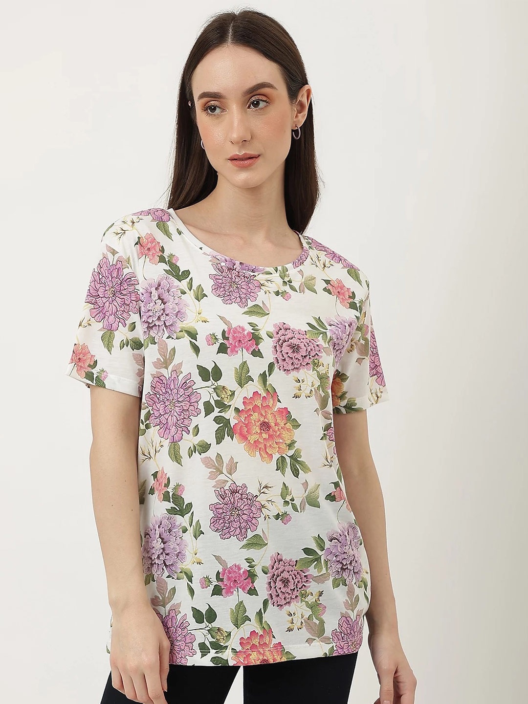 

Marks & Spencer Women Floral Printed T-shirt, White