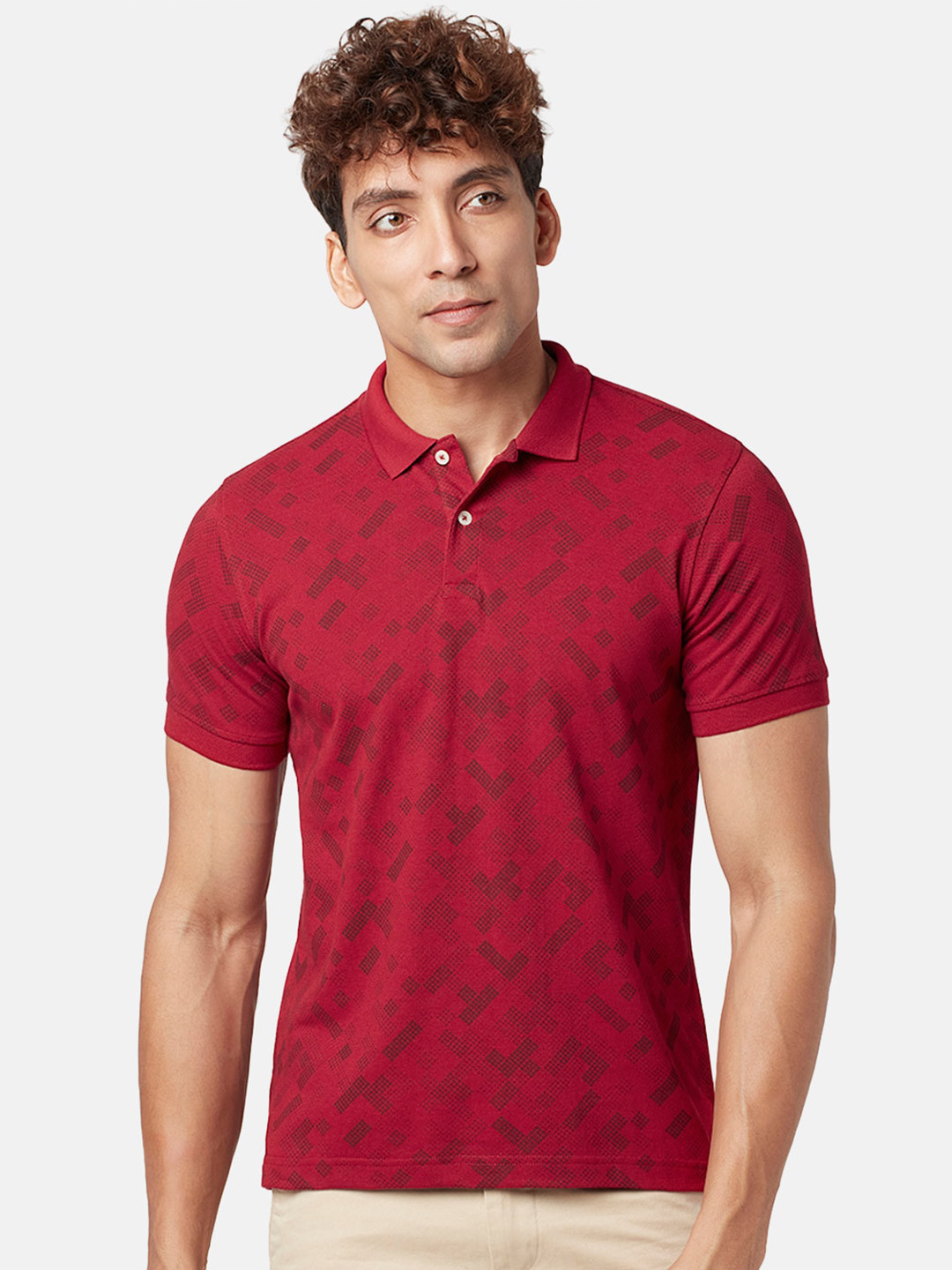

BYFORD by Pantaloons Men Printed Cotton T-shirt, Red