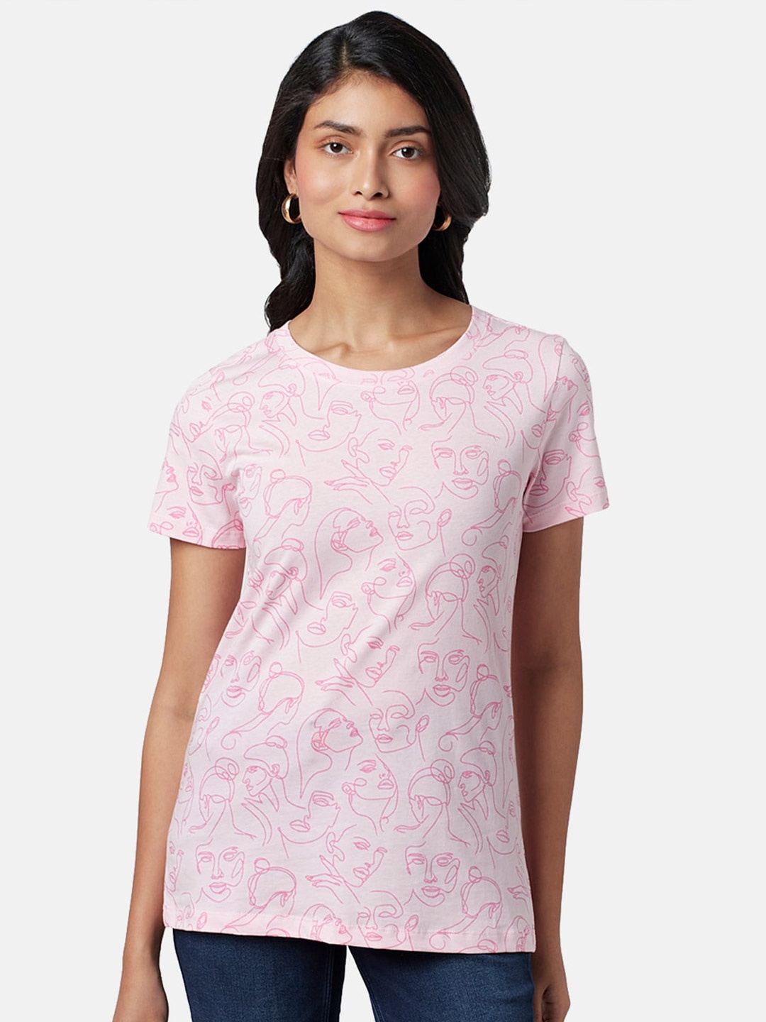 

Honey by Pantaloons Graphic Printed Short Sleeves Cotton T-shirt, Pink
