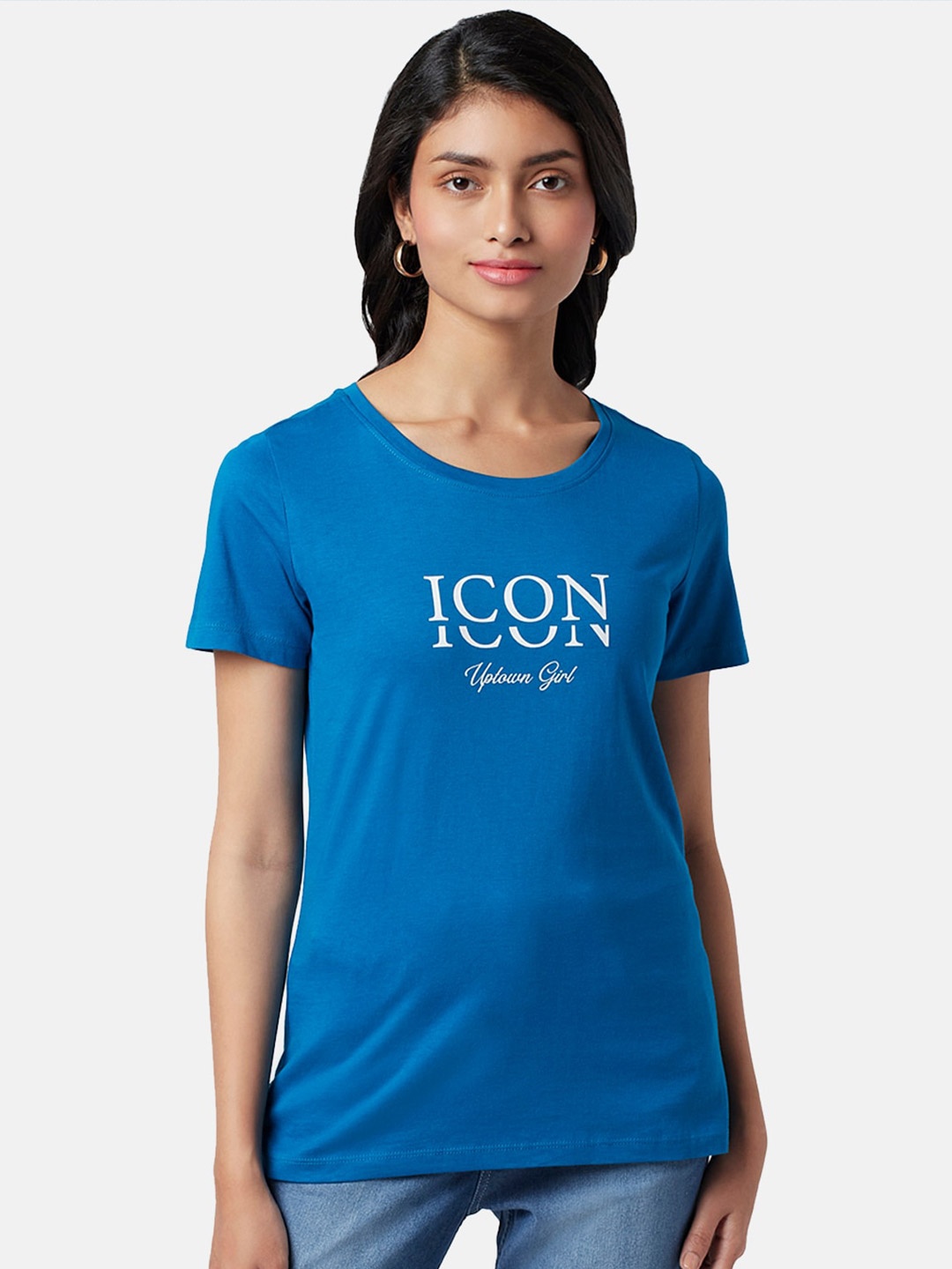 

Honey by Pantaloons Typography Printed Cotton T-shirt, Navy blue