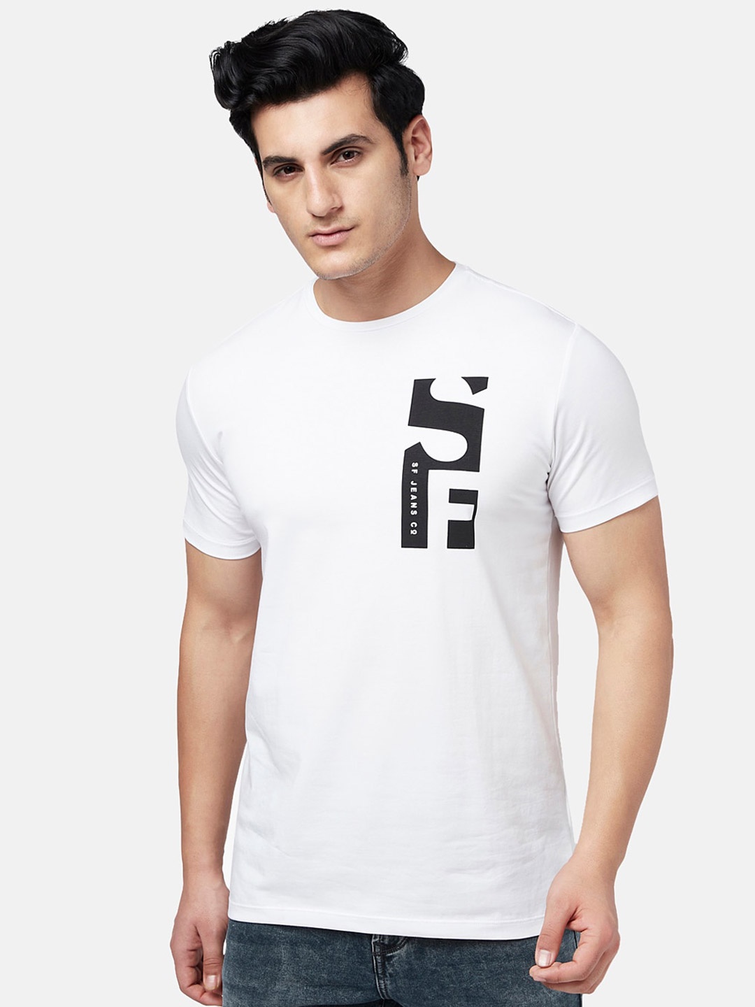 

SF JEANS by Pantaloons Men Typography Printed Round Neck T-shirt, White