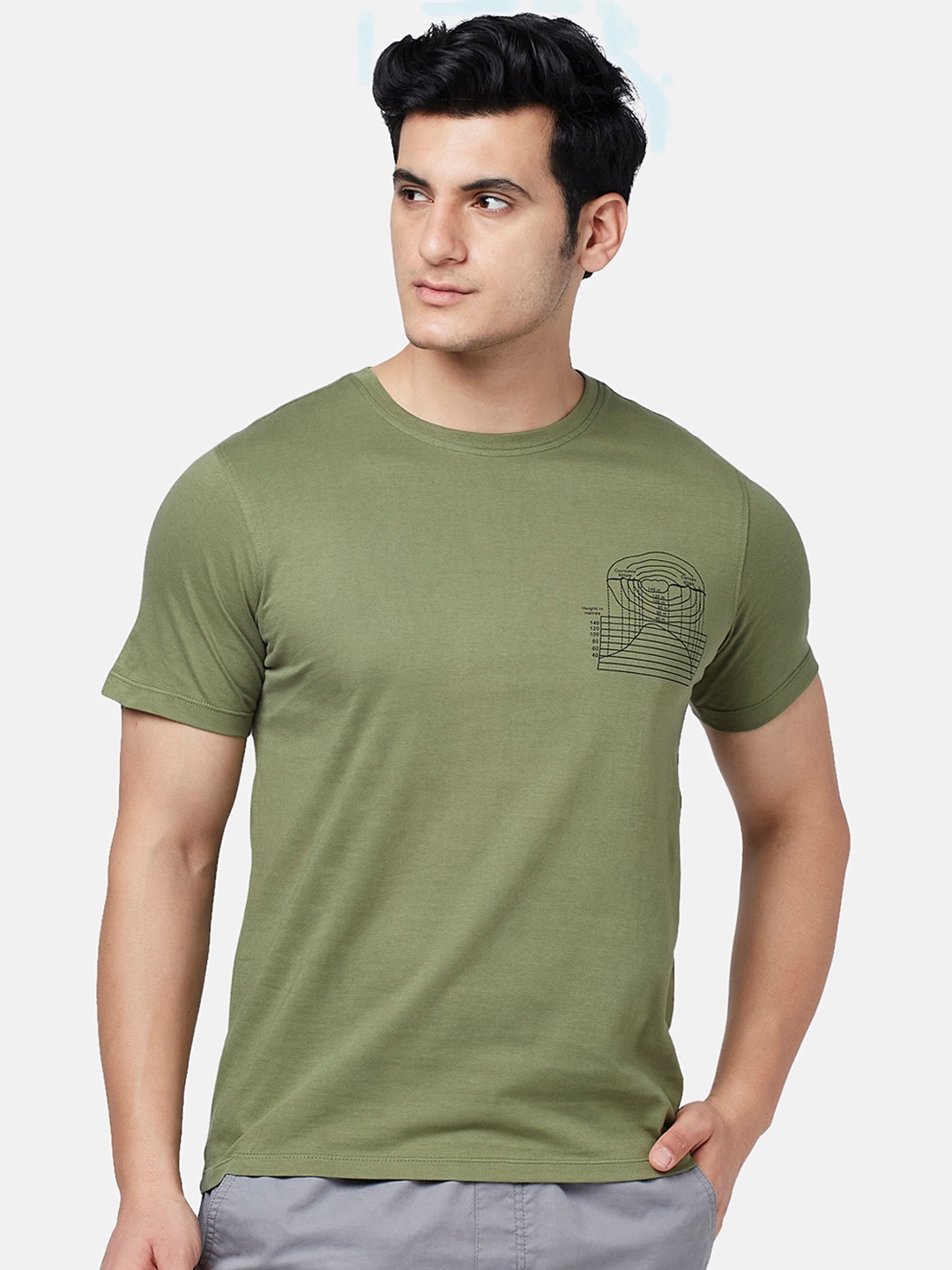 

Urban Ranger by pantaloons Men Graphic Printed Cotton T-shirt, Olive