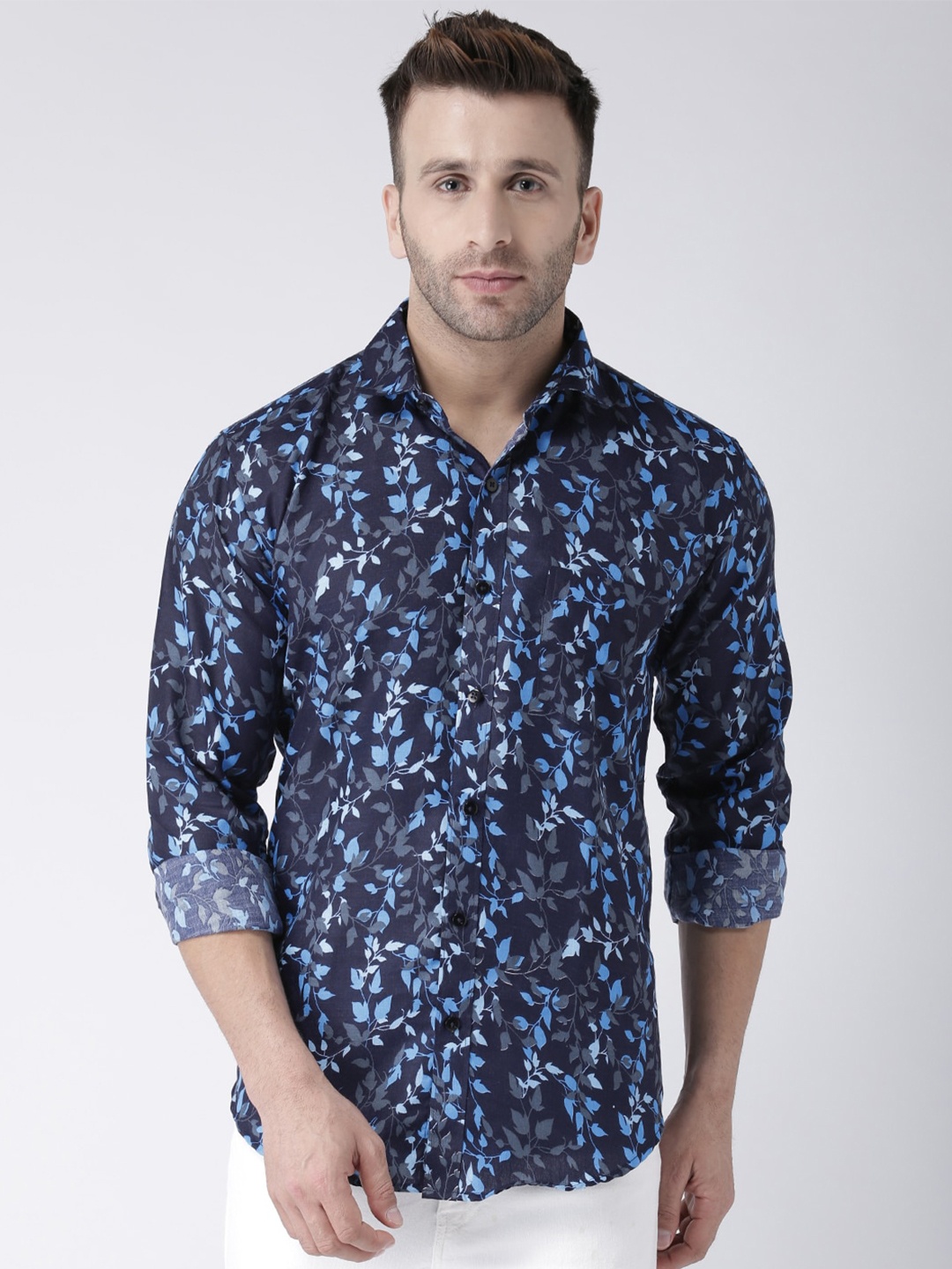 

Hangup Men Slim Fit Floral Printed Casual Shirt, Blue