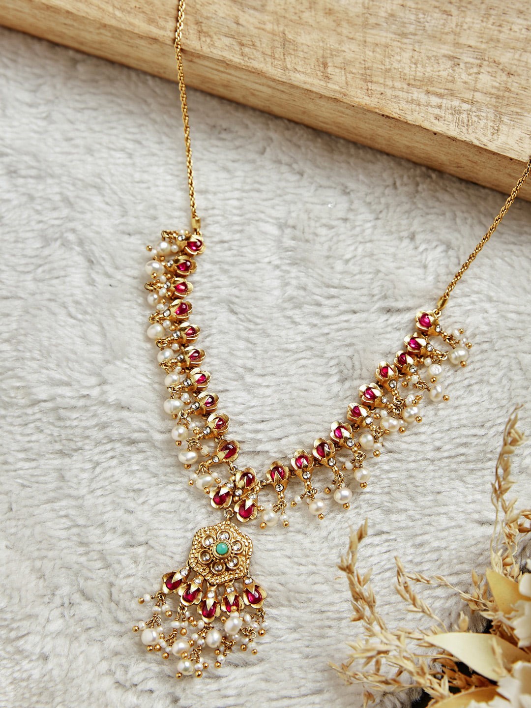 

Fabindia Gold-Plated Pearls Silver Necklace