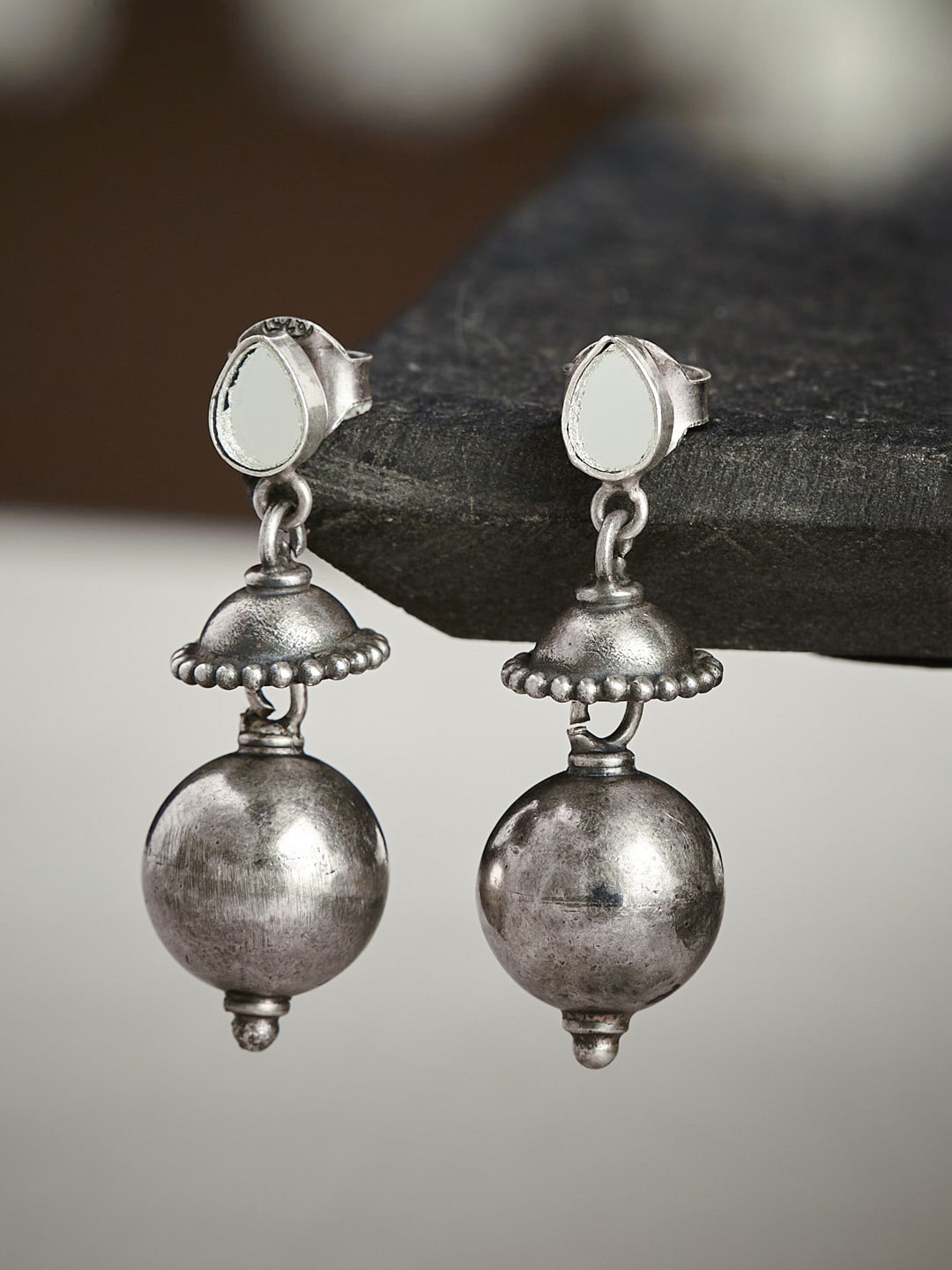 

Fabindia Silver-Plated Contemporary Drop Earrings