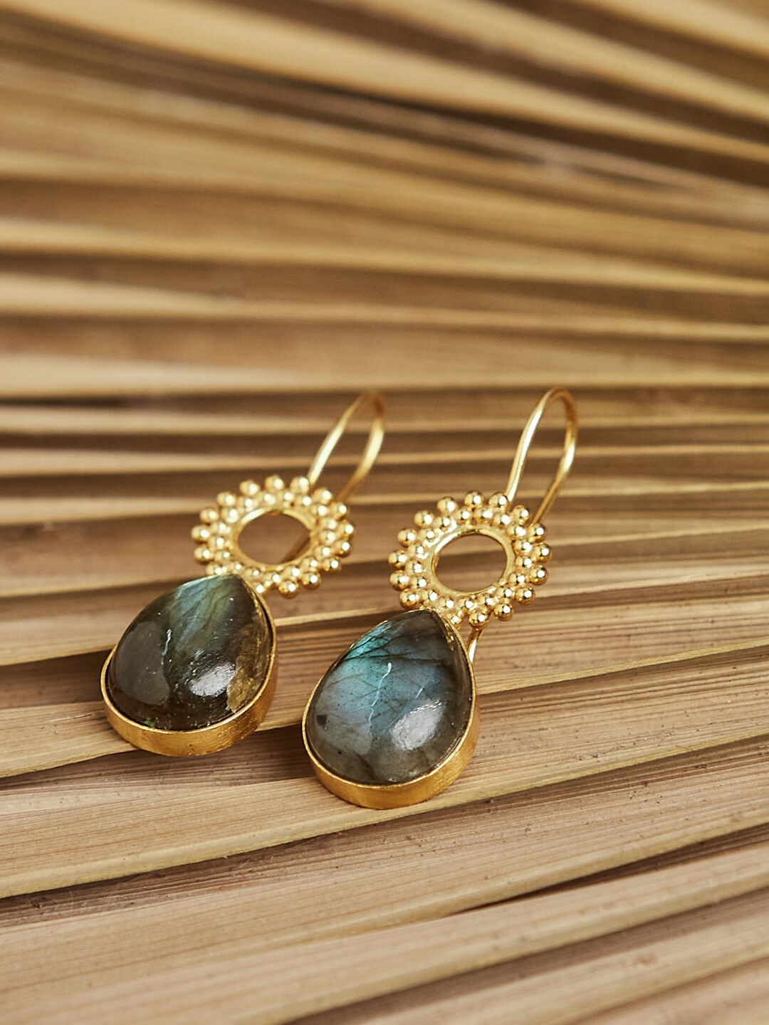 

Fabindia Silver Gold-Plated Teardrop Shaped Drop Earrings, Purple