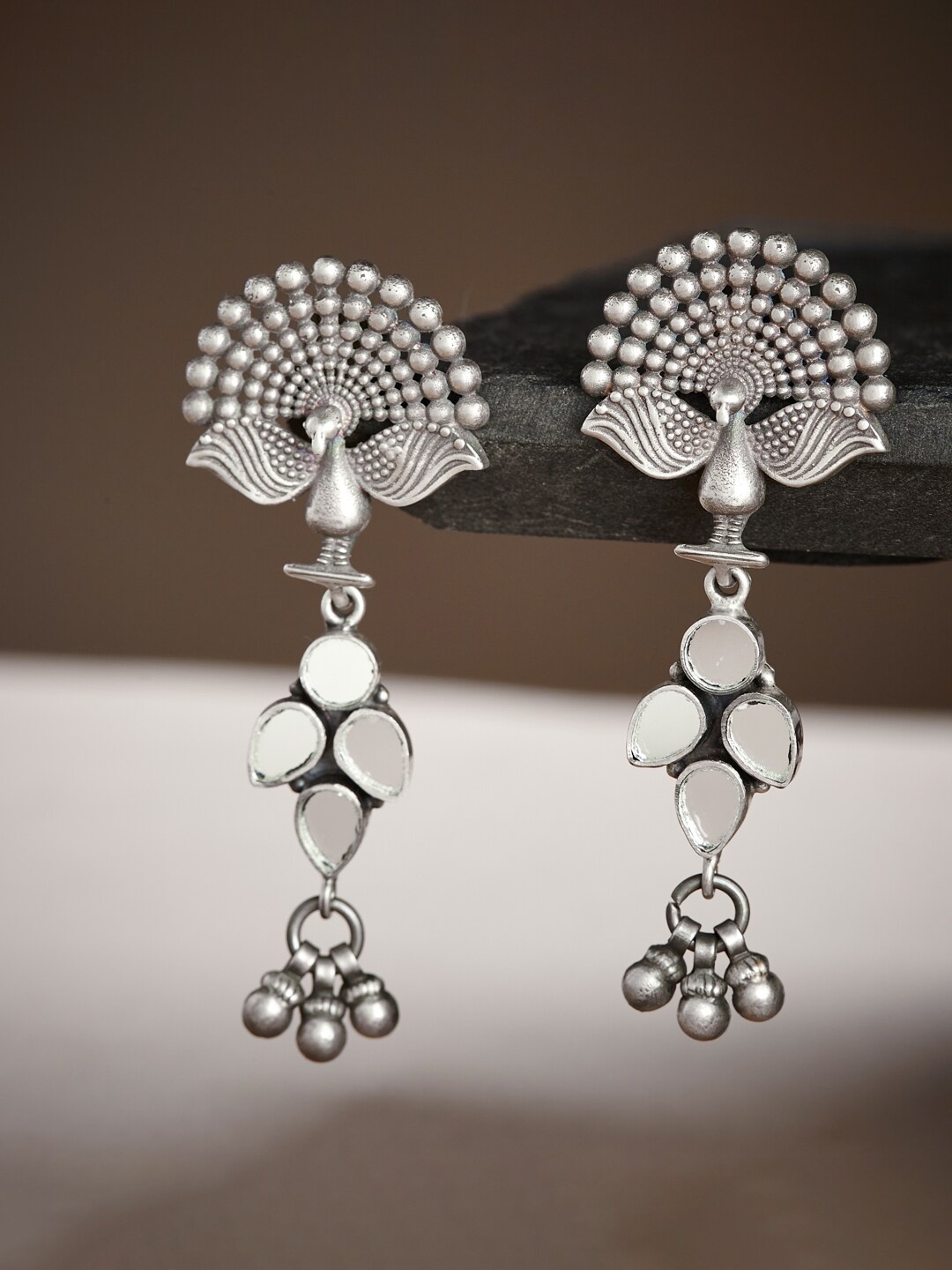 

Fabindia Silver Peacock Shaped Drop Earrings