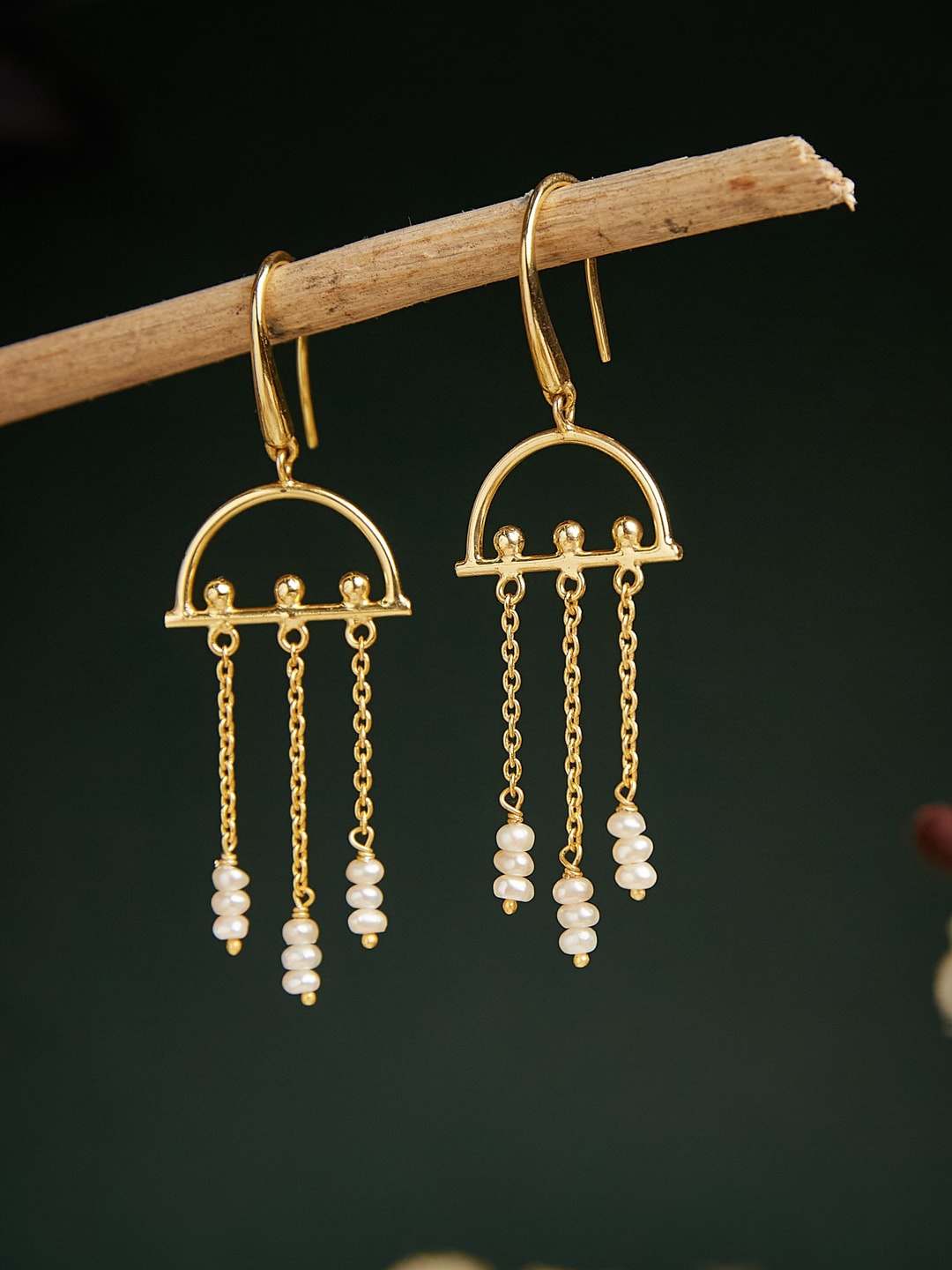 

Fabindia Silver Gold-Plated Contemporary Drop Earrings