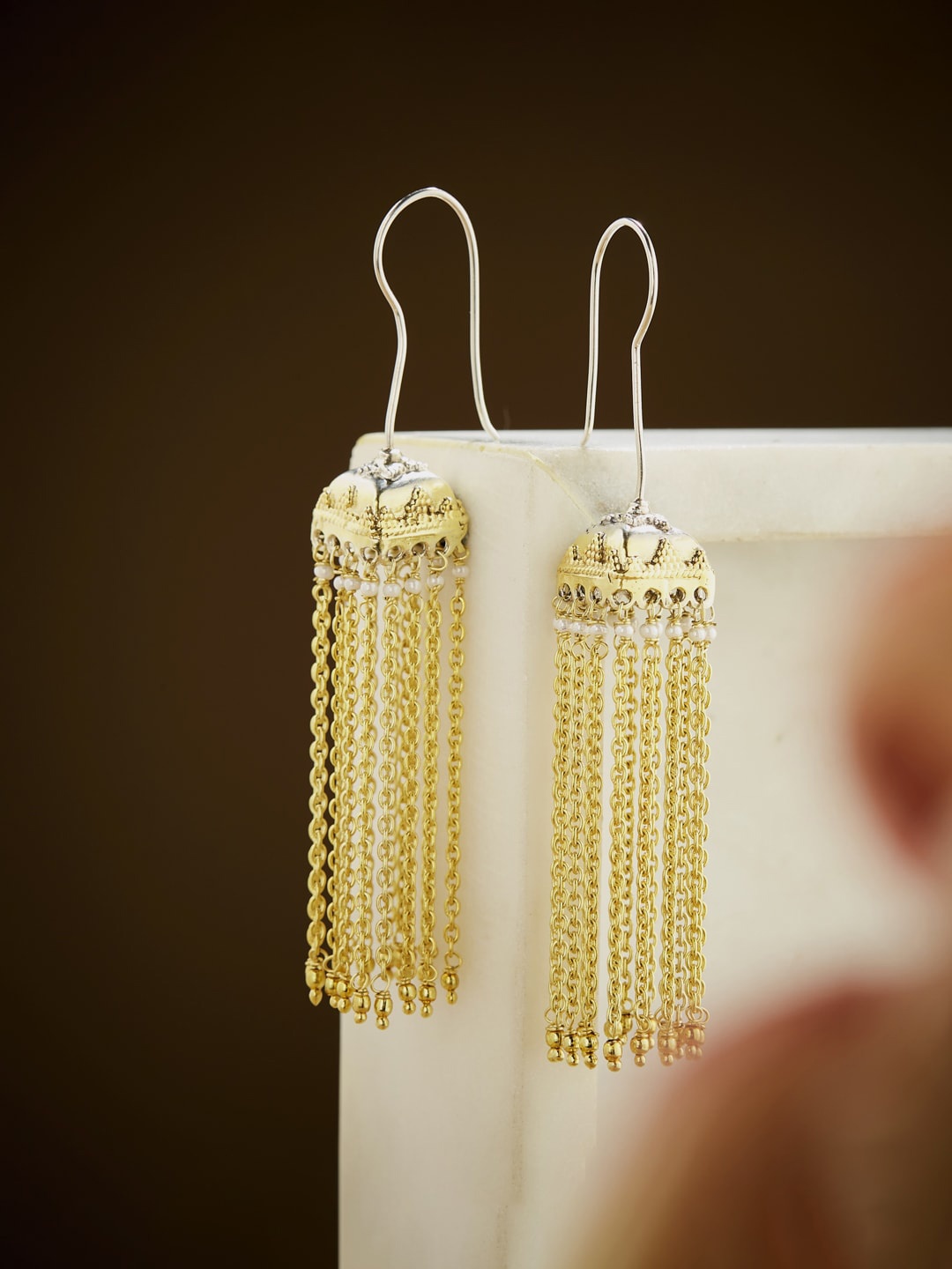 

Fabindia Silver Gold-Plated Contemporary Jhumka Earrings