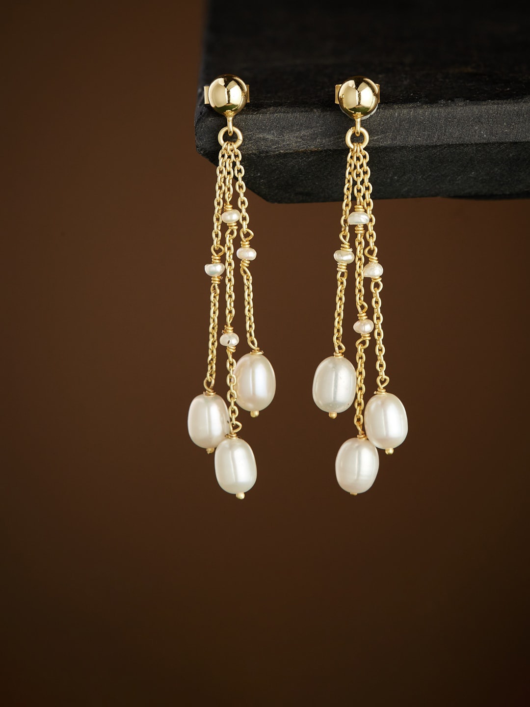

Fabindia Silver Gold-Plated Contemporary Drop Earrings