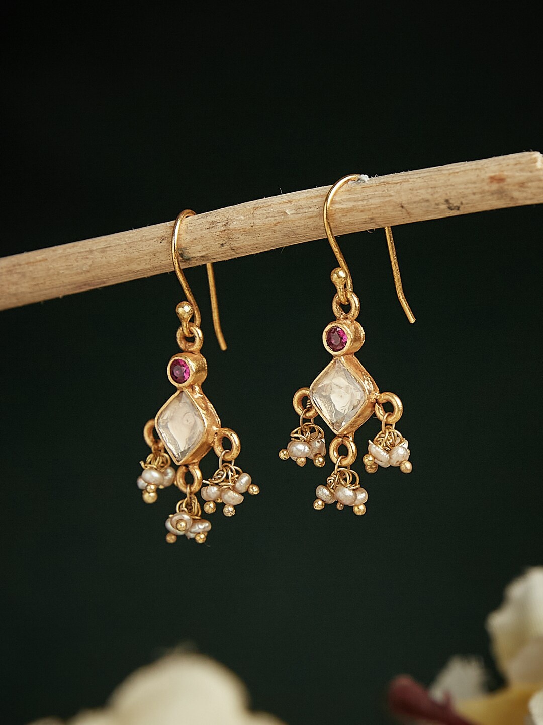

Fabindia Silver Gold-Plated Drop Earrings