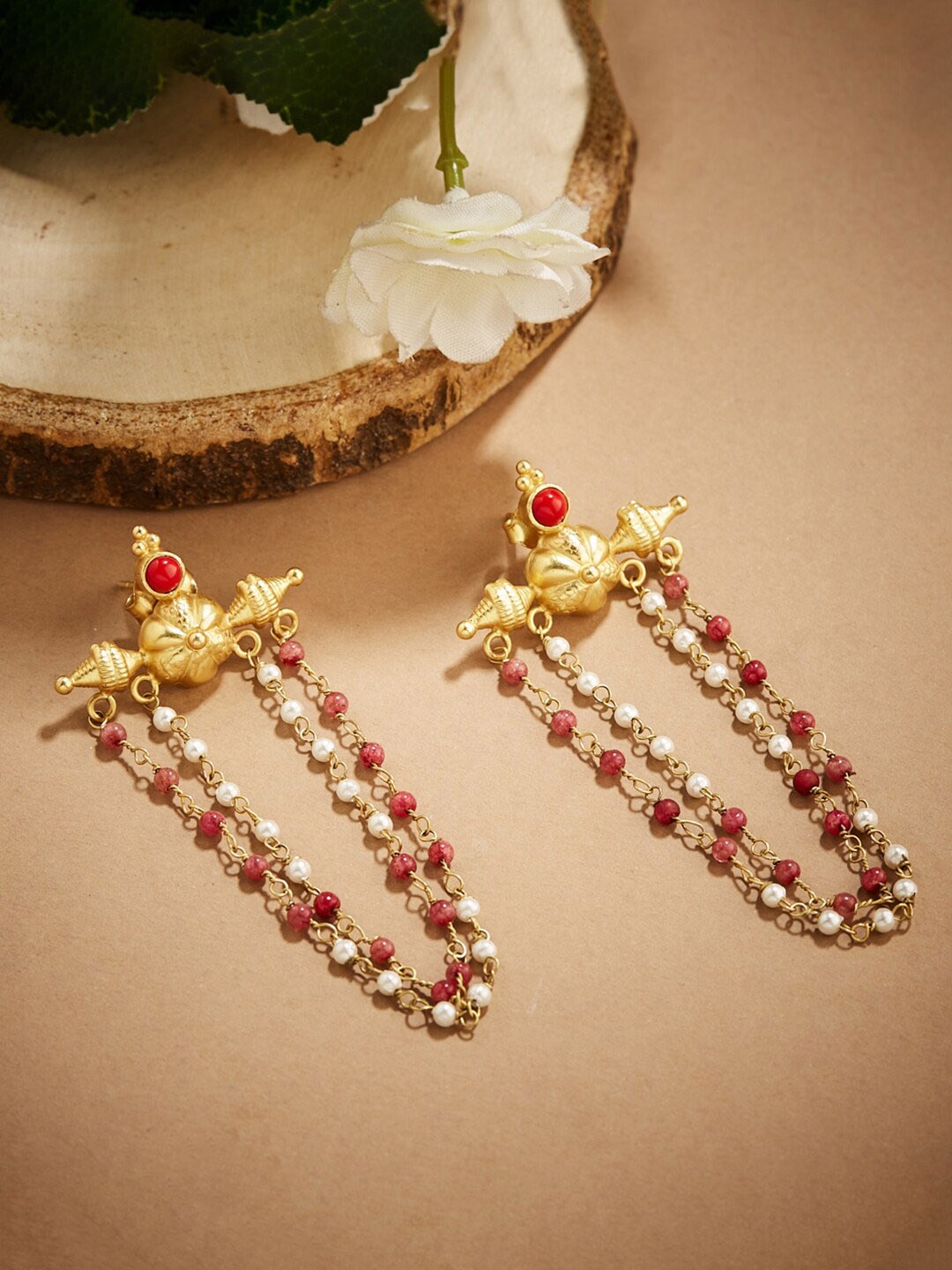 

Fabindia Silver Gold-Plated Contemporary Drop Earrings