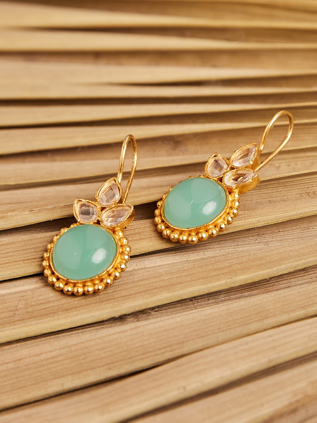

Fabindia Silver Gold-Plated Circular Drop Earrings, Sea green