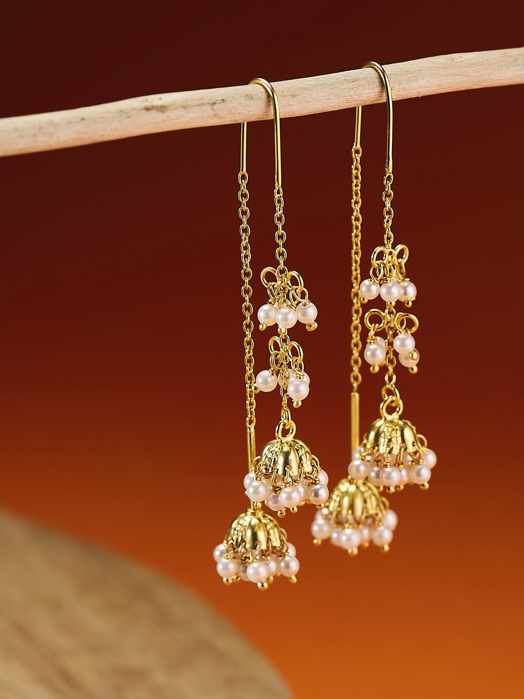 

Fabindia Gold-Plated Contemporary Jhumkas Earrings, White