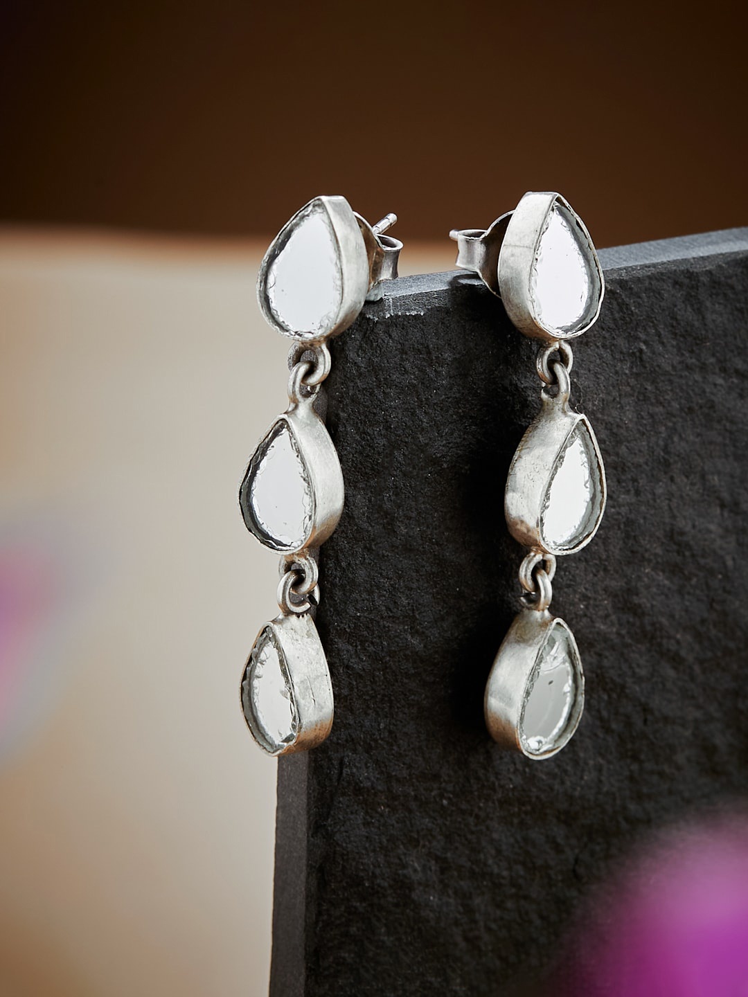 

Fabindia Silver-Plated Contemporary Drop Earrings