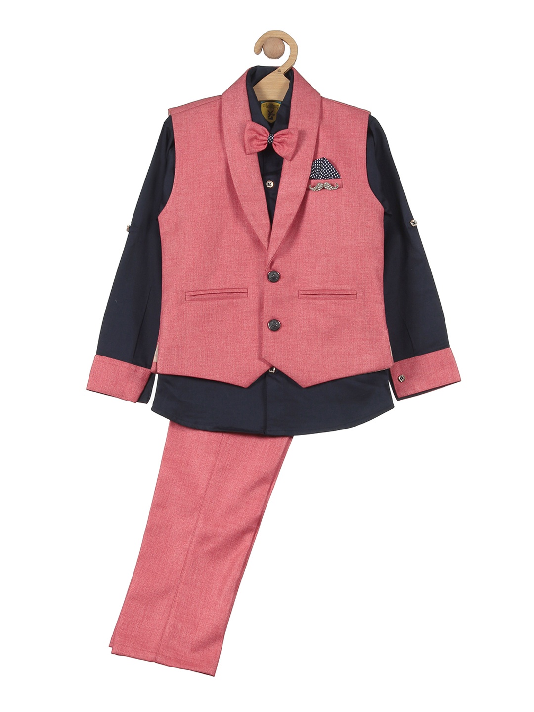 

Lil Lollipop Boys Single-Breasted Three-Piece Party Suit, Pink