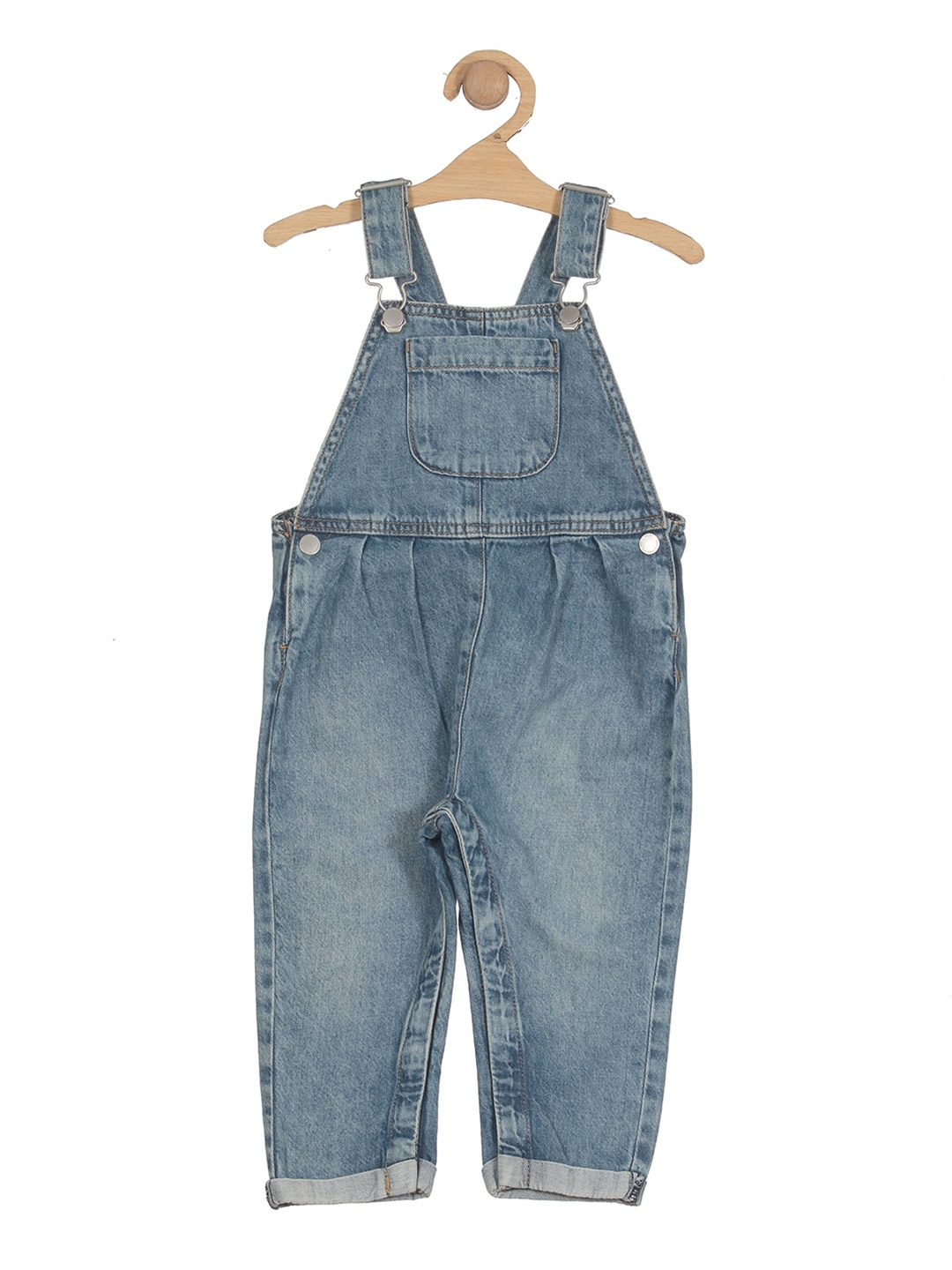 

Lil Lollipop Infant Straight Leg Cotton Denim Dungaree, Blue