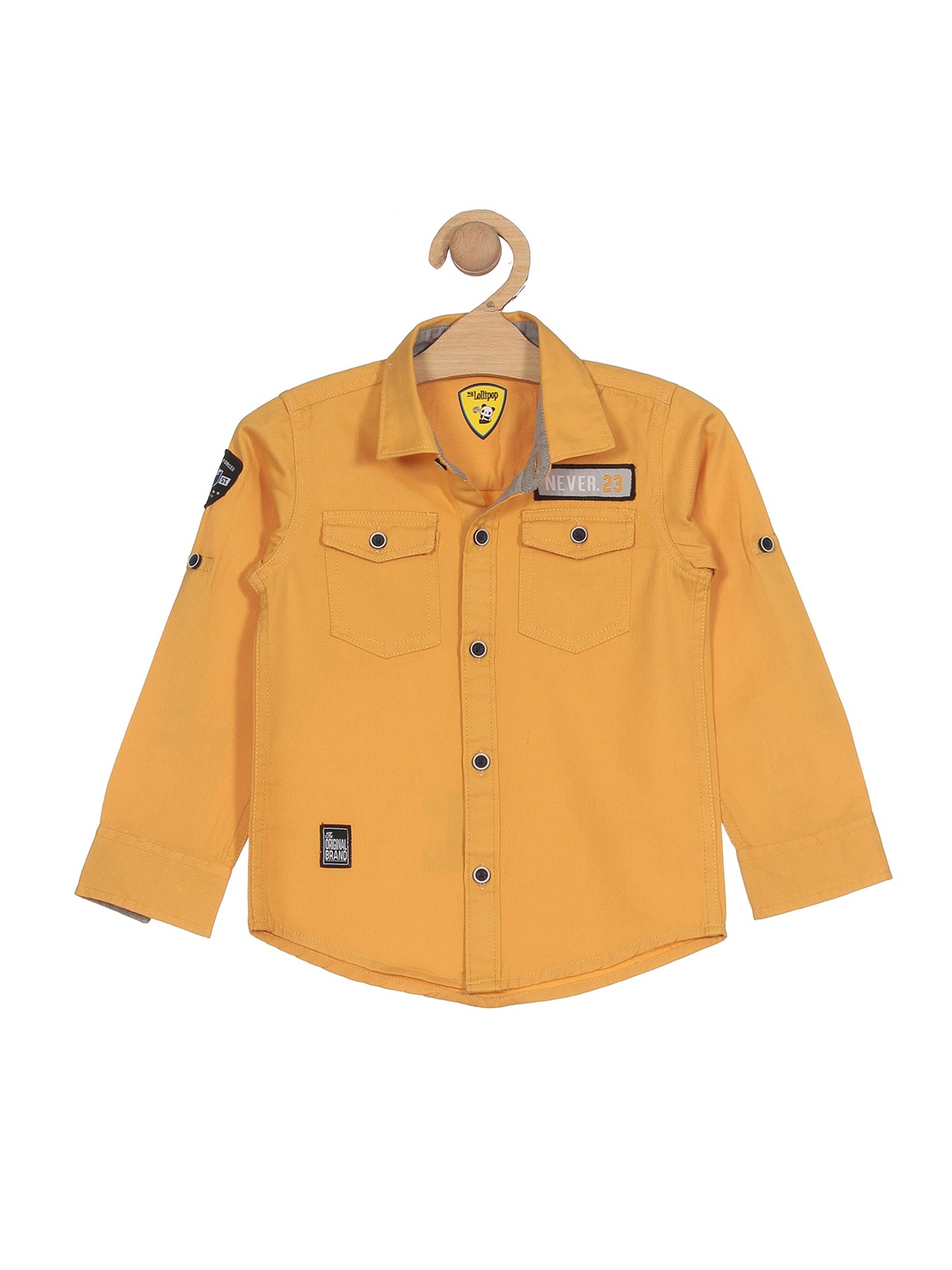 

Lil Lollipop Boys Two Flap Pockets Casual Cotton Shirt, Yellow