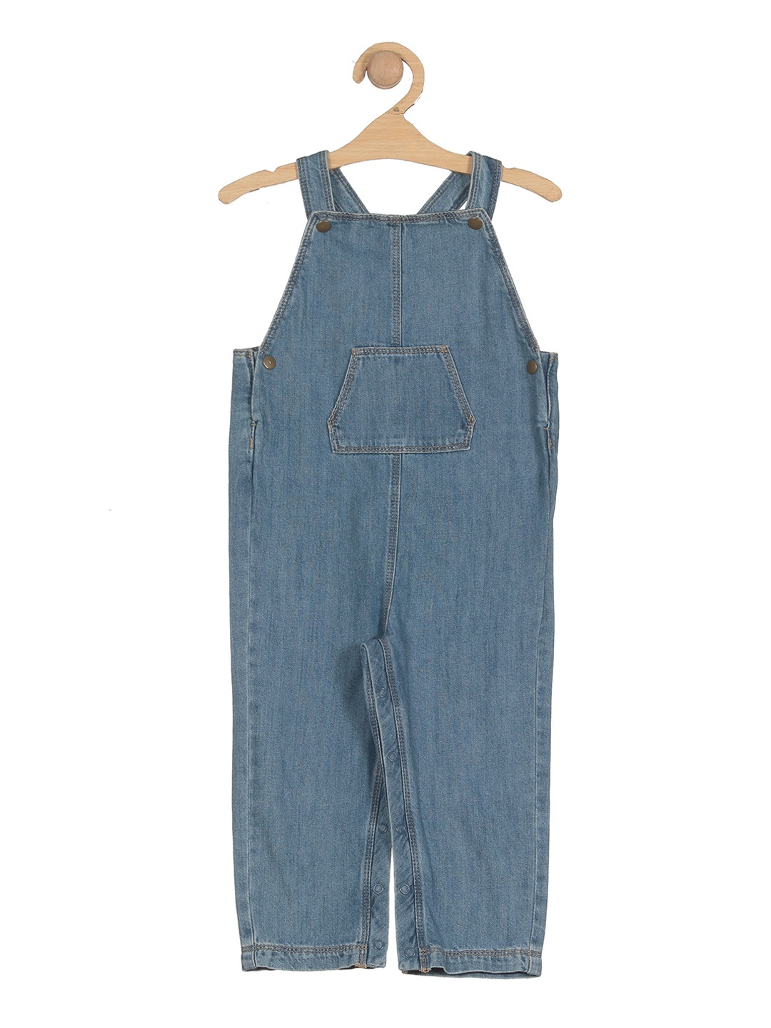 

Lil Lollipop Infant Straight Leg Cotton Denim Dungaree, Blue