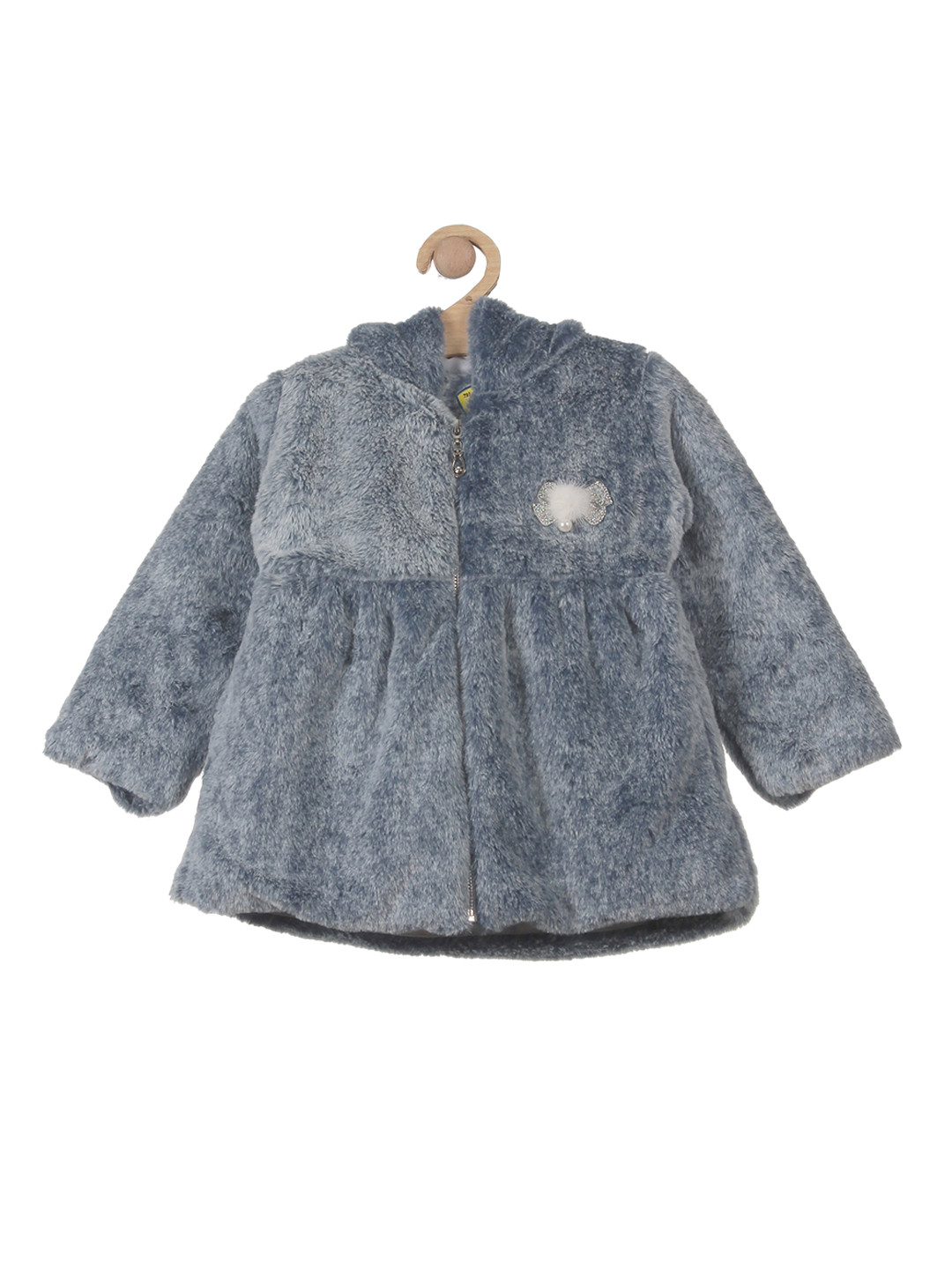 

Lil Lollipop Girls Lightweight Hooded Fur Detail Tailored Jacket, Blue