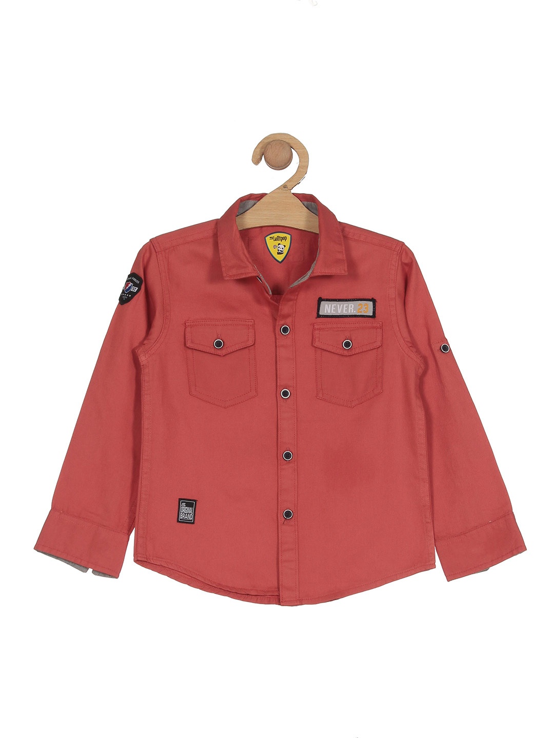 

Lil Lollipop Boys Flap Pocket Casual Pure Cotton Shirt, Rust