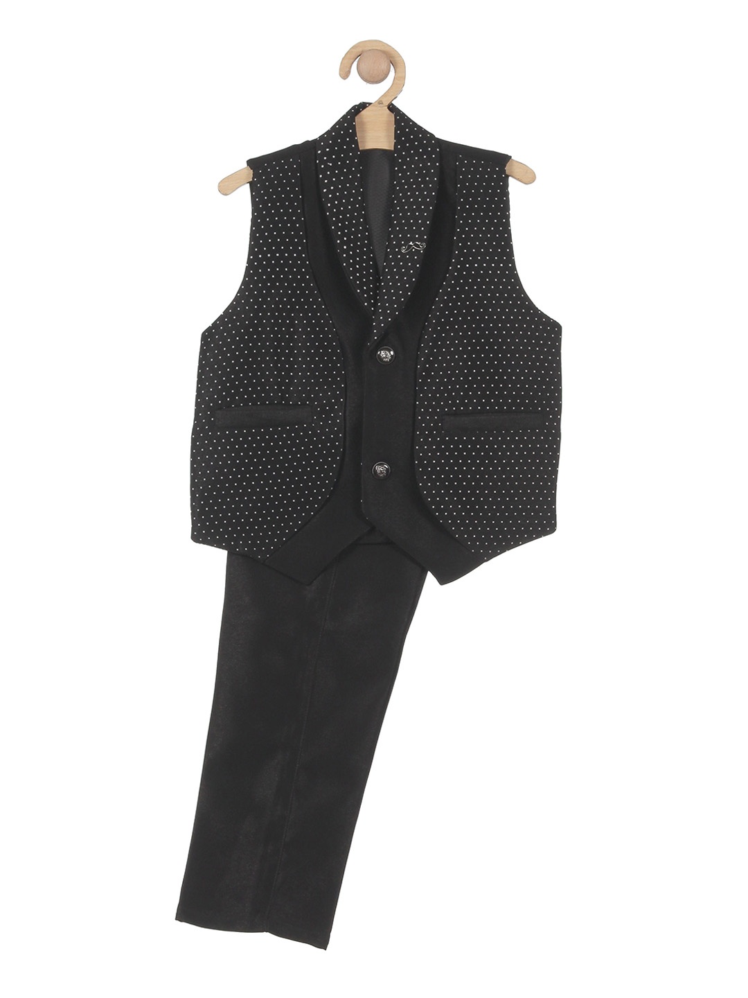 

Lil Lollipop Boys Printed Two-Piece Party Suit, Black