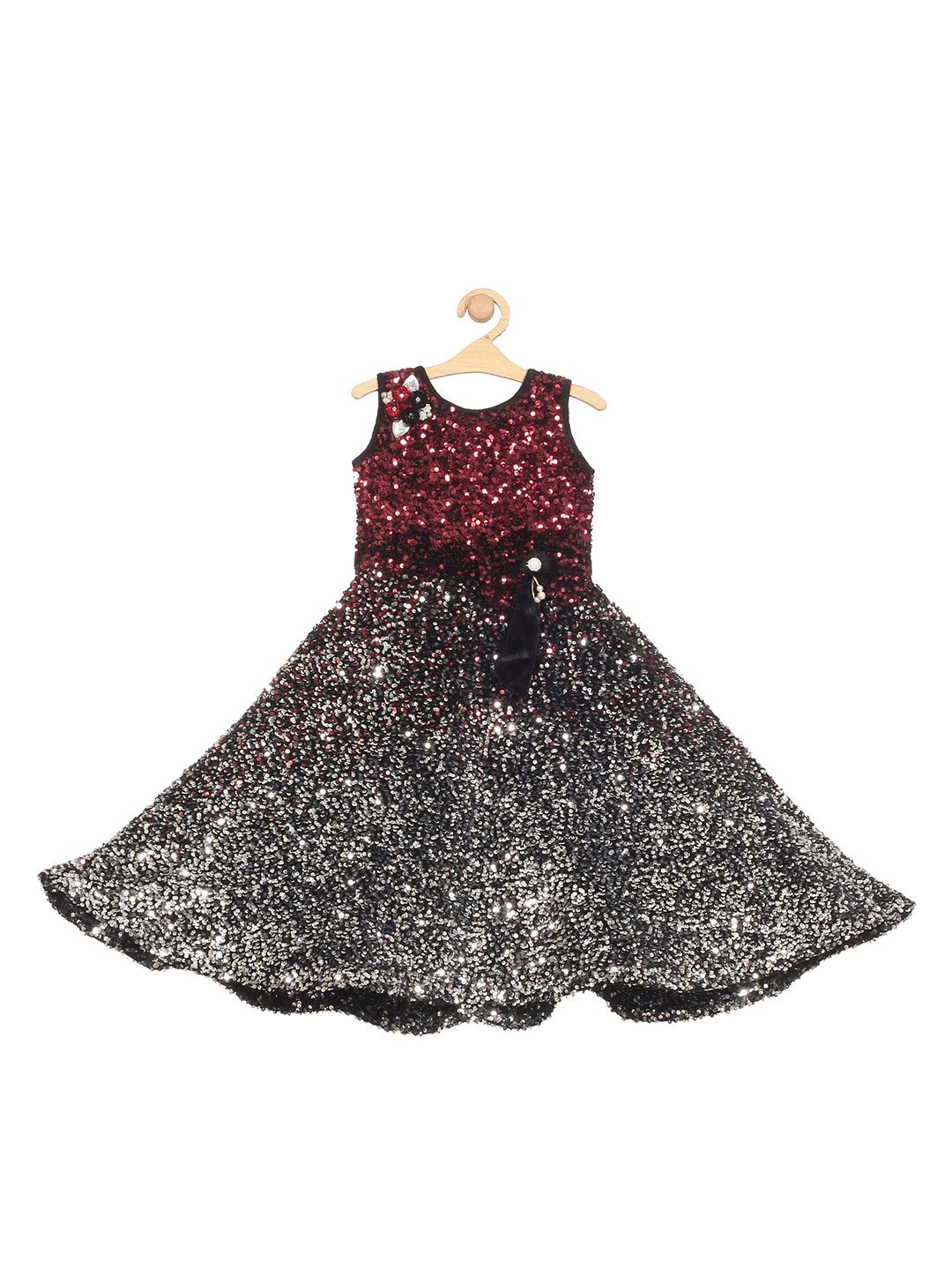 

Lil Lollipop Girls Embellished Mermaid Sequin Maxi Cotton Dress, Black