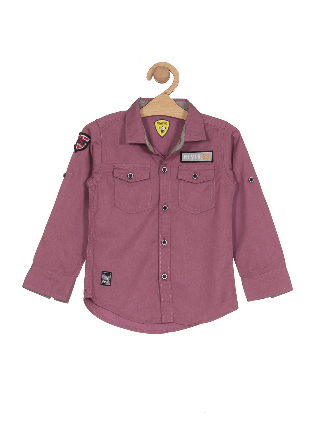 

Lil Lollipop Boys Casual Applique Pure Cotton Shirt, Mauve