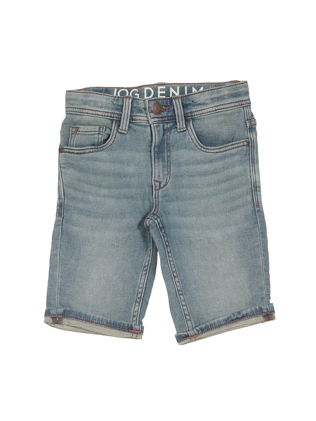 

Lil Lollipop Kids Washed Mid-Rise Denim Cotton Shorts, Blue