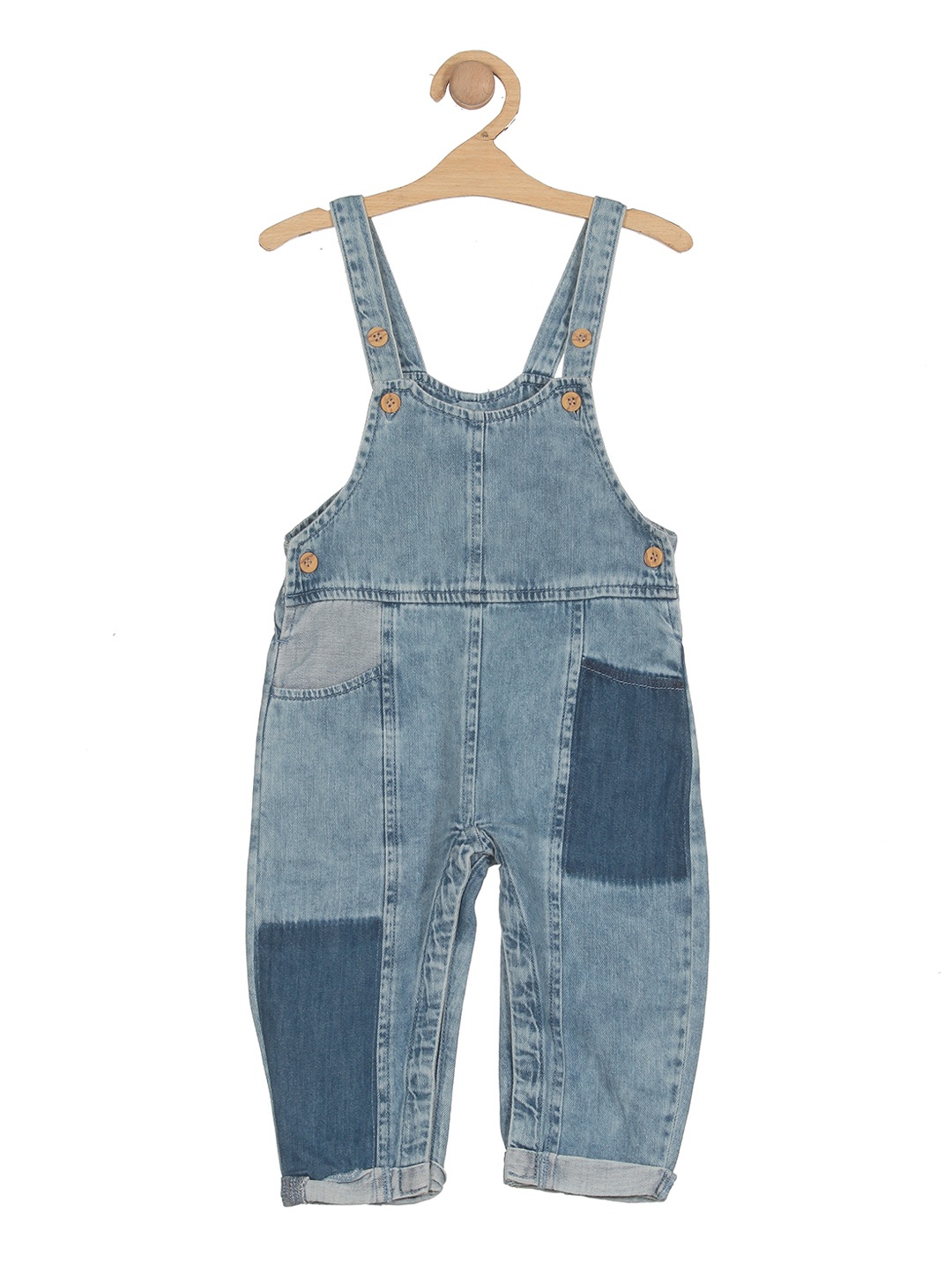 

Lil Lollipop Infant Self Design Relaxed-Fit Cotton Denim Dungaree, Blue