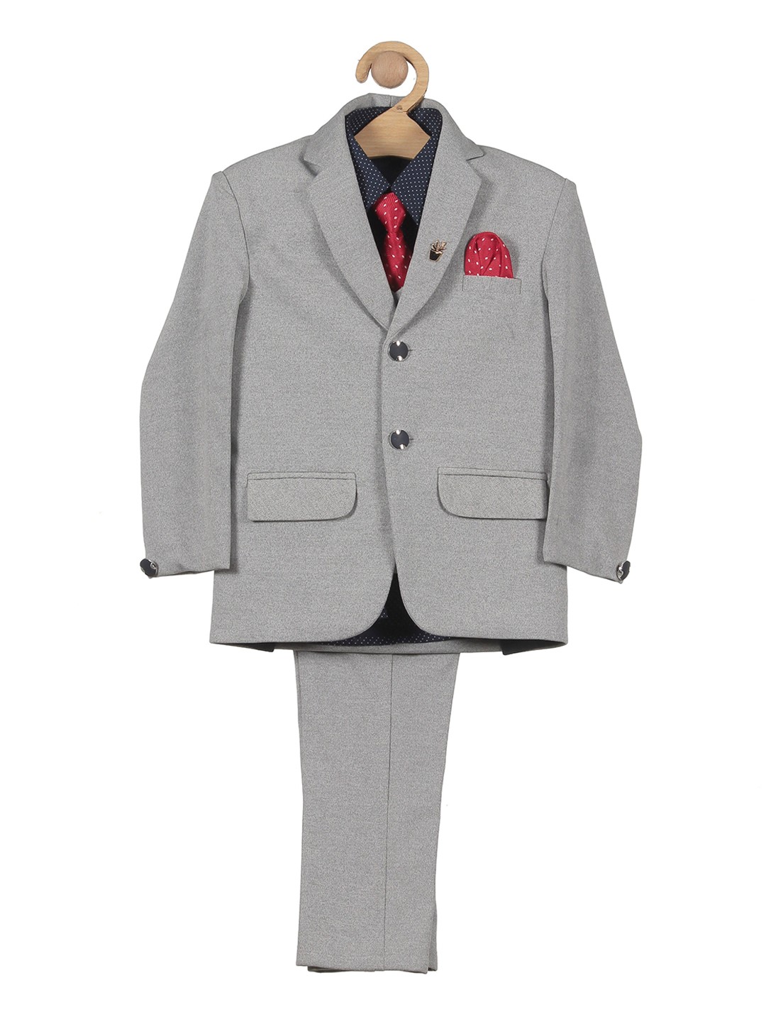 

Lil Lollipop Boys Single-Breasted Three-Piece Party Suit, Grey