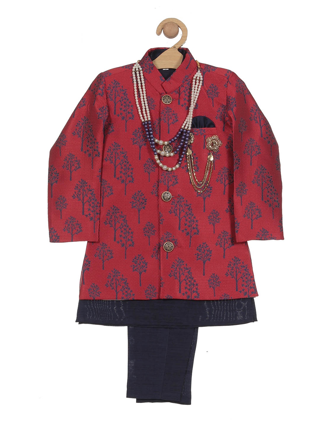 

Lil Lollipop Boys Ethnic Motifs Kurta with Pyjamas Set, Maroon