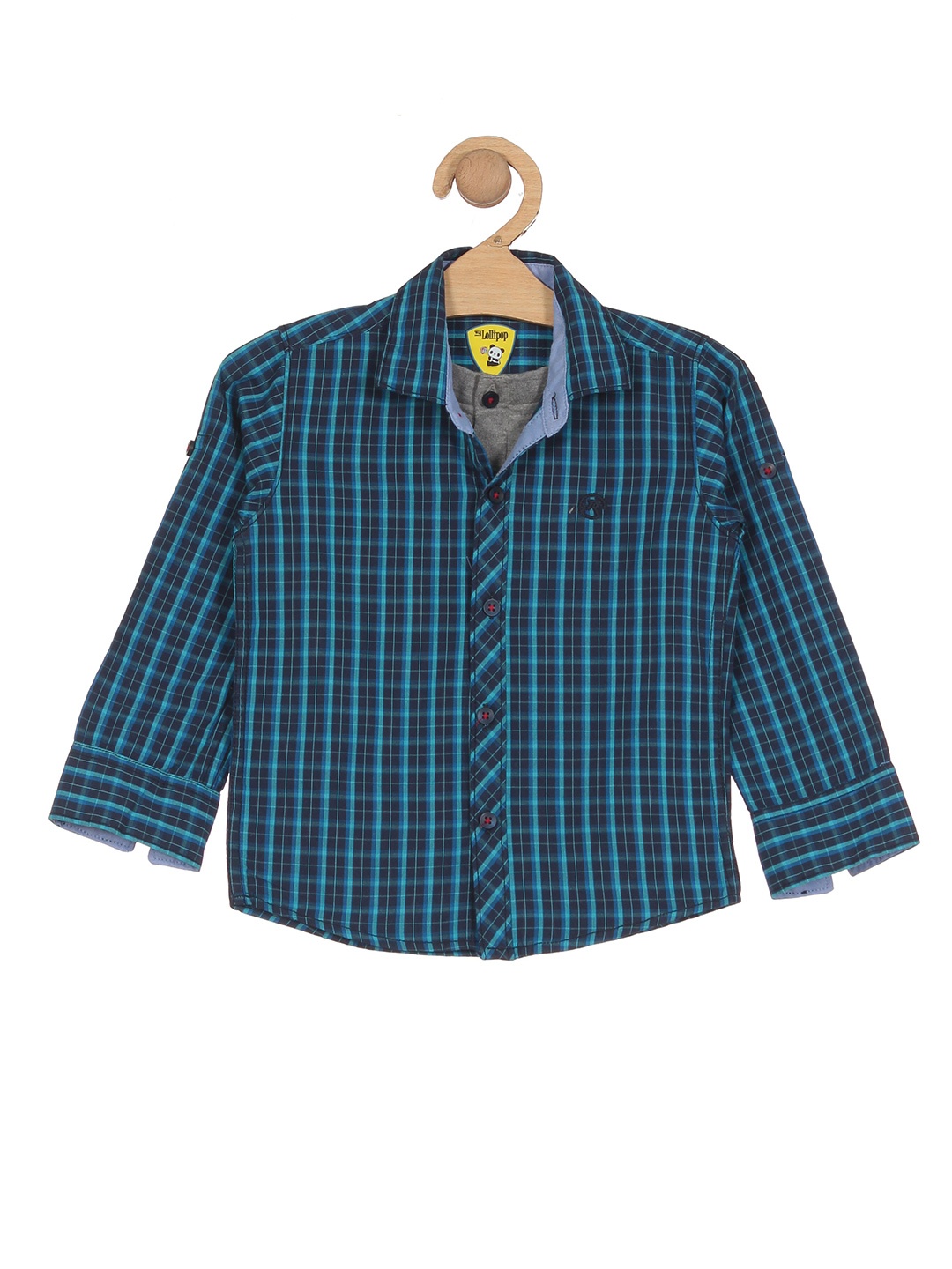 

Lil Lollipop Boys Checked Casual Cotton Shirt, Blue