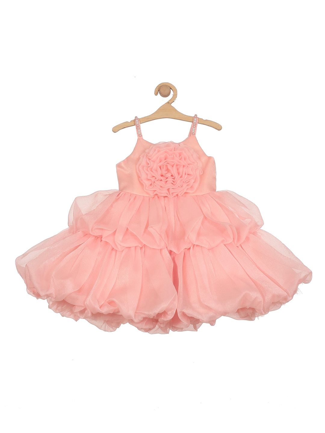 

Lil Lollipop Self Design Floral Ruffled Dress, Pink