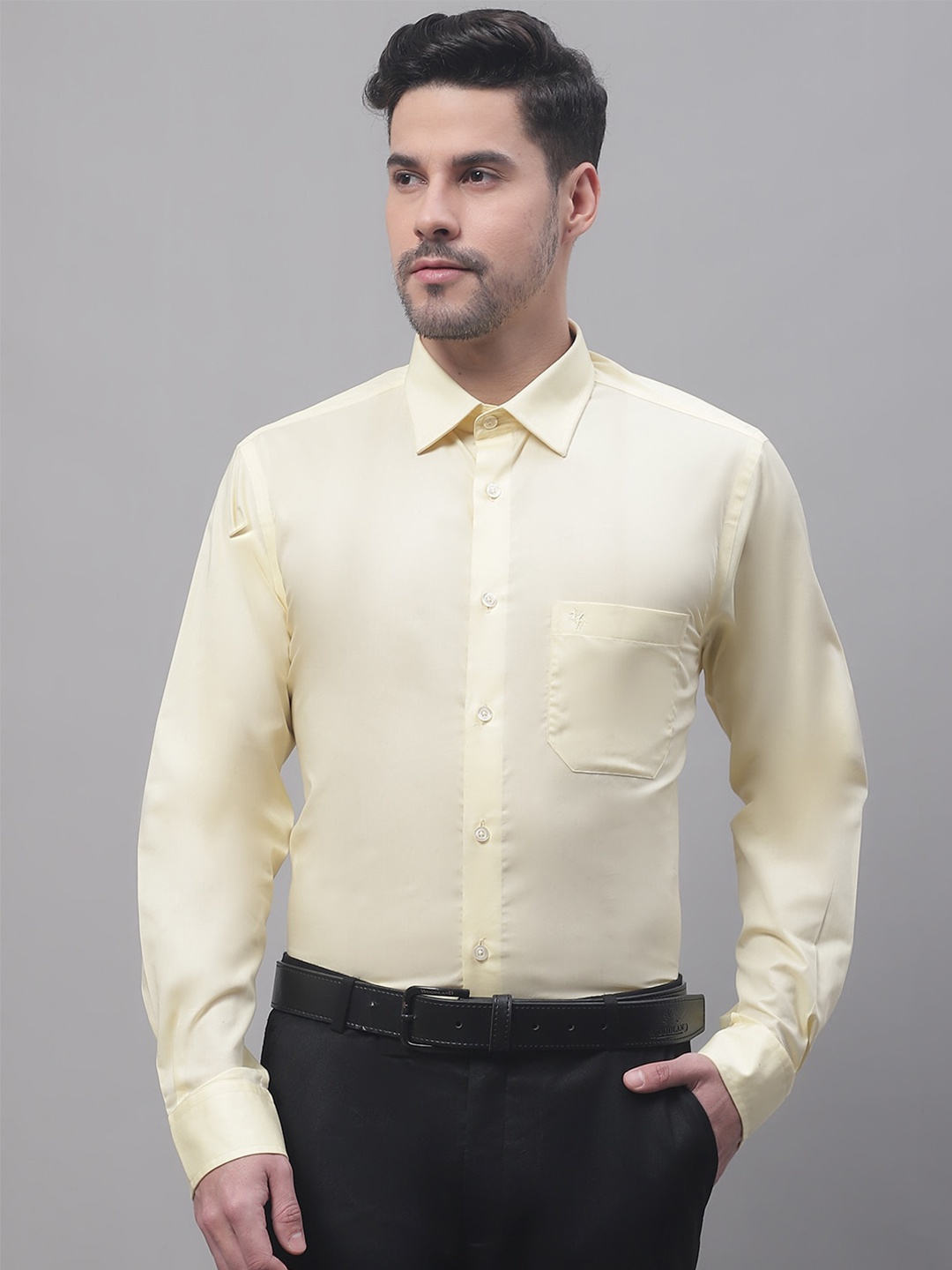 

Cantabil Men Spread Collar Formal Cotton Shirt, Yellow