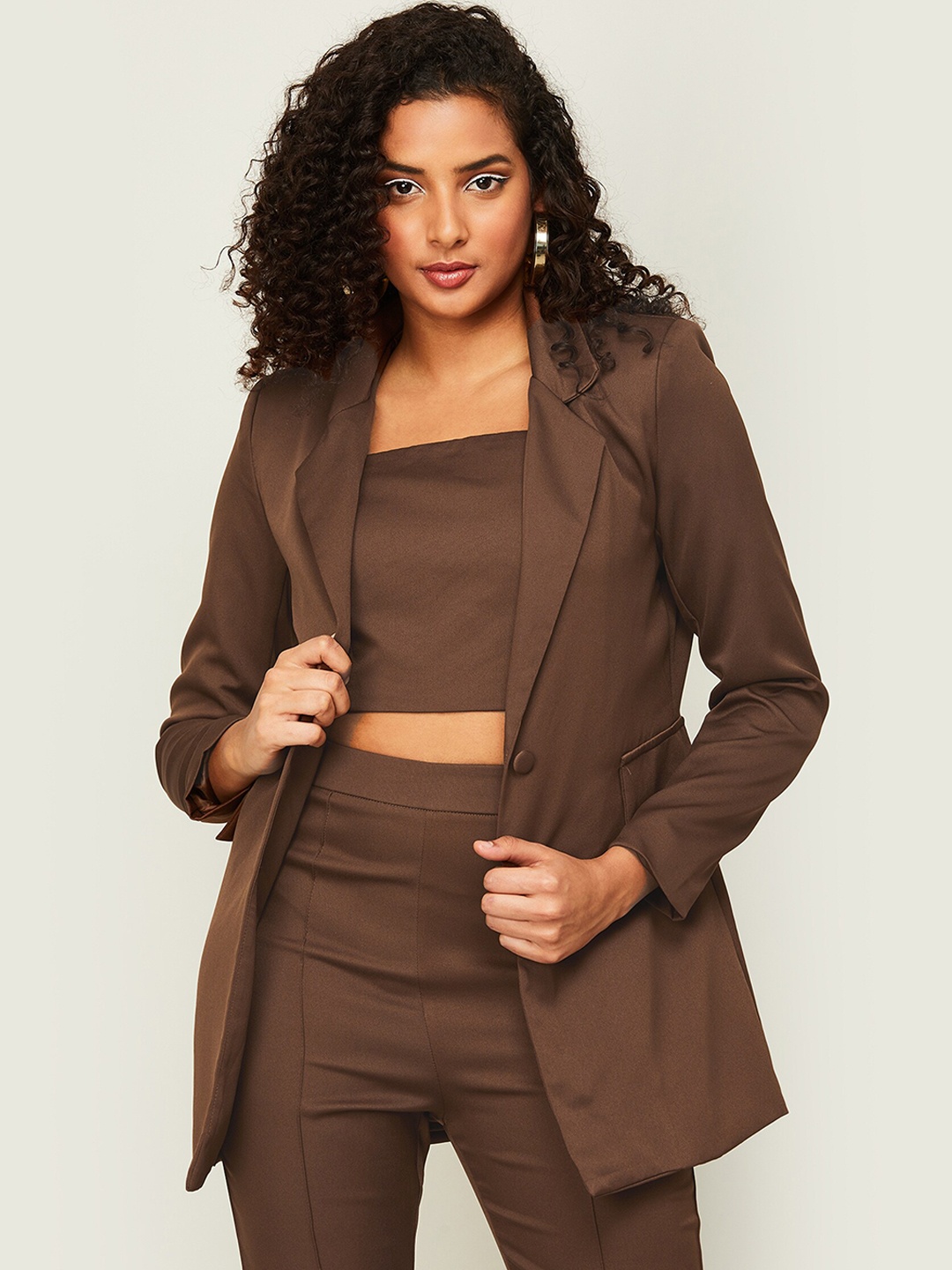

Ginger by Lifestyle Women Single-Breasted Formal Blazers, Brown