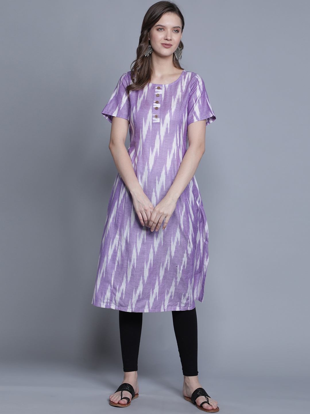 

Cot'N Soft Printed Ikat Cotton Kurta, Purple