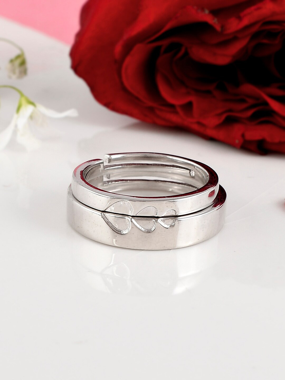

Studio Voylla Set Of 2 925 Sterling Silver Rhodium-Plated Adjustable Finger Ring