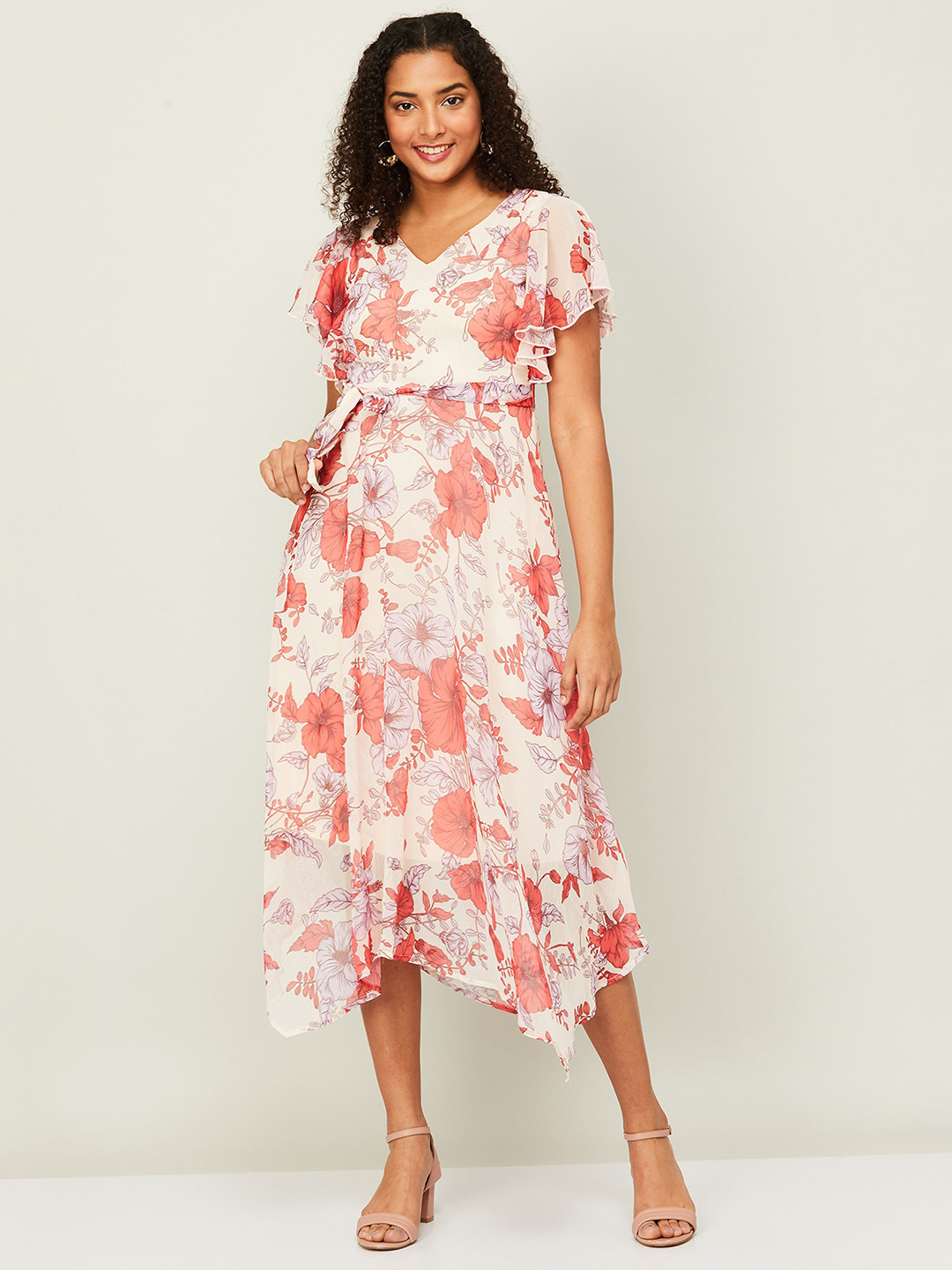 

CODE by Lifestyle Floral Midi Dress, Beige
